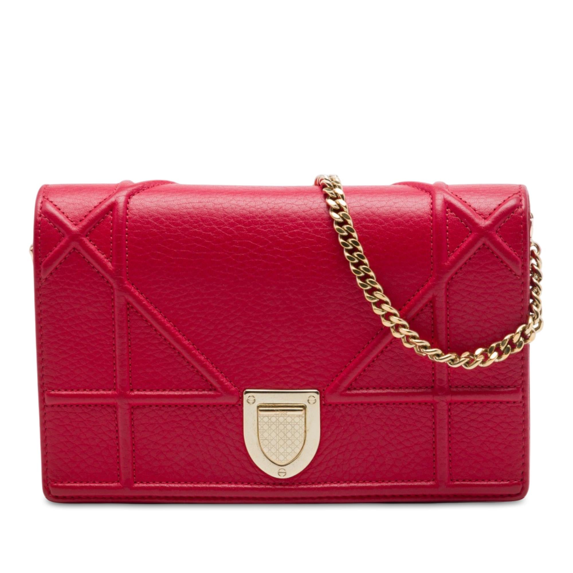 Dior Grained Calfskin Diorama Wallet on Chain