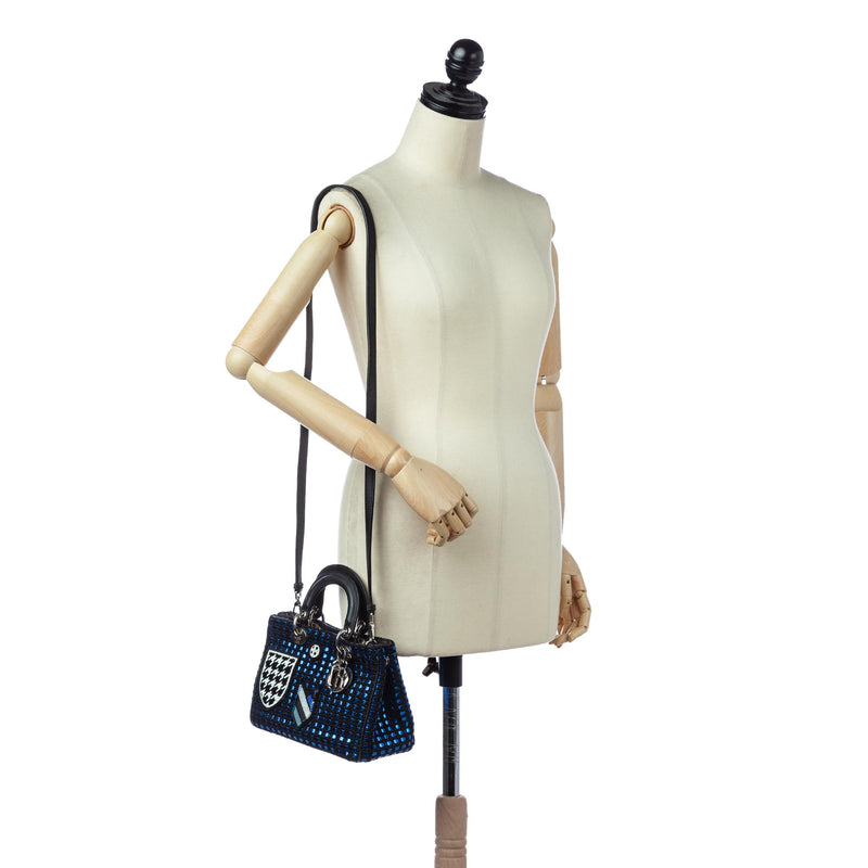 Dior Lady Dior Metallic Tweed Satchel (SHG-32414)