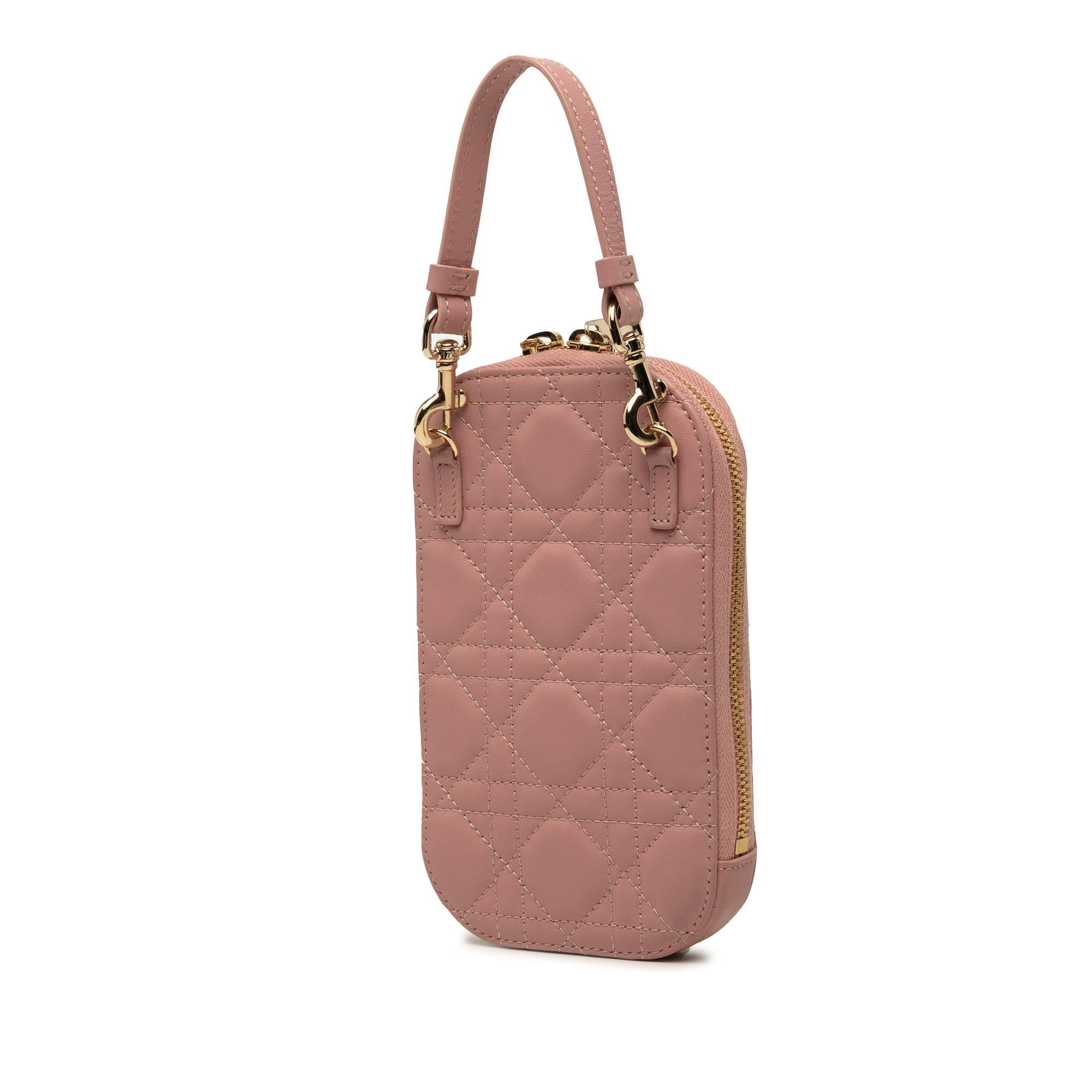 Dior Lambskin Cannage Lady Dior Call in Phone Holder