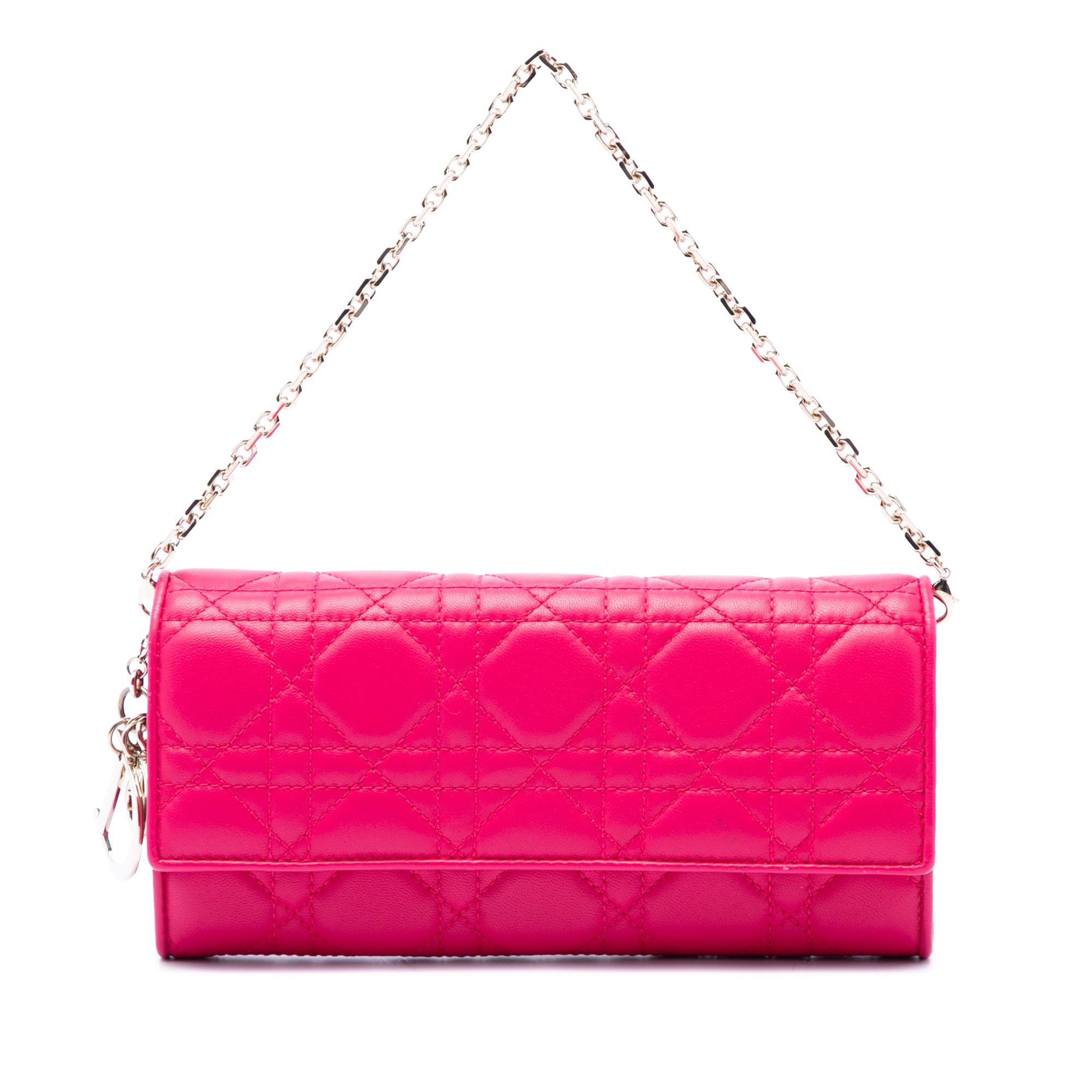 Dior Lambskin Cannage Lady Dior Wallet On Chain