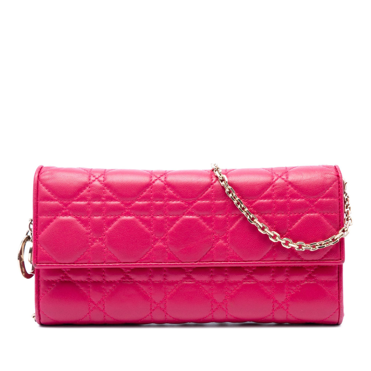 Dior Lambskin Cannage Lady Dior Wallet On Chain
