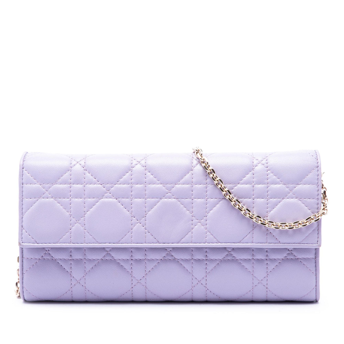 Dior Lambskin Cannage Lady Dior Wallet On Chain