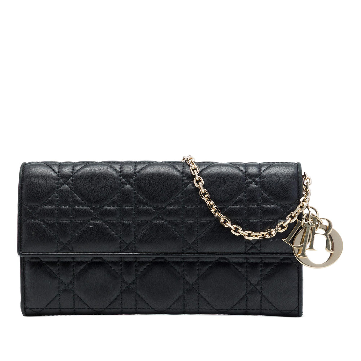 Dior Lambskin Cannage Lady Dior Wallet On Chain
