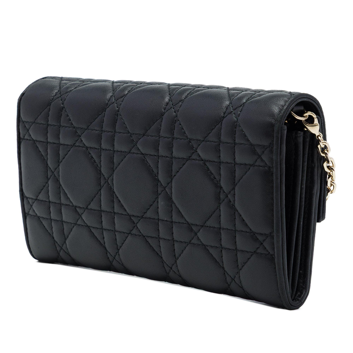 Dior Lambskin Cannage Lady Dior Wallet On Chain