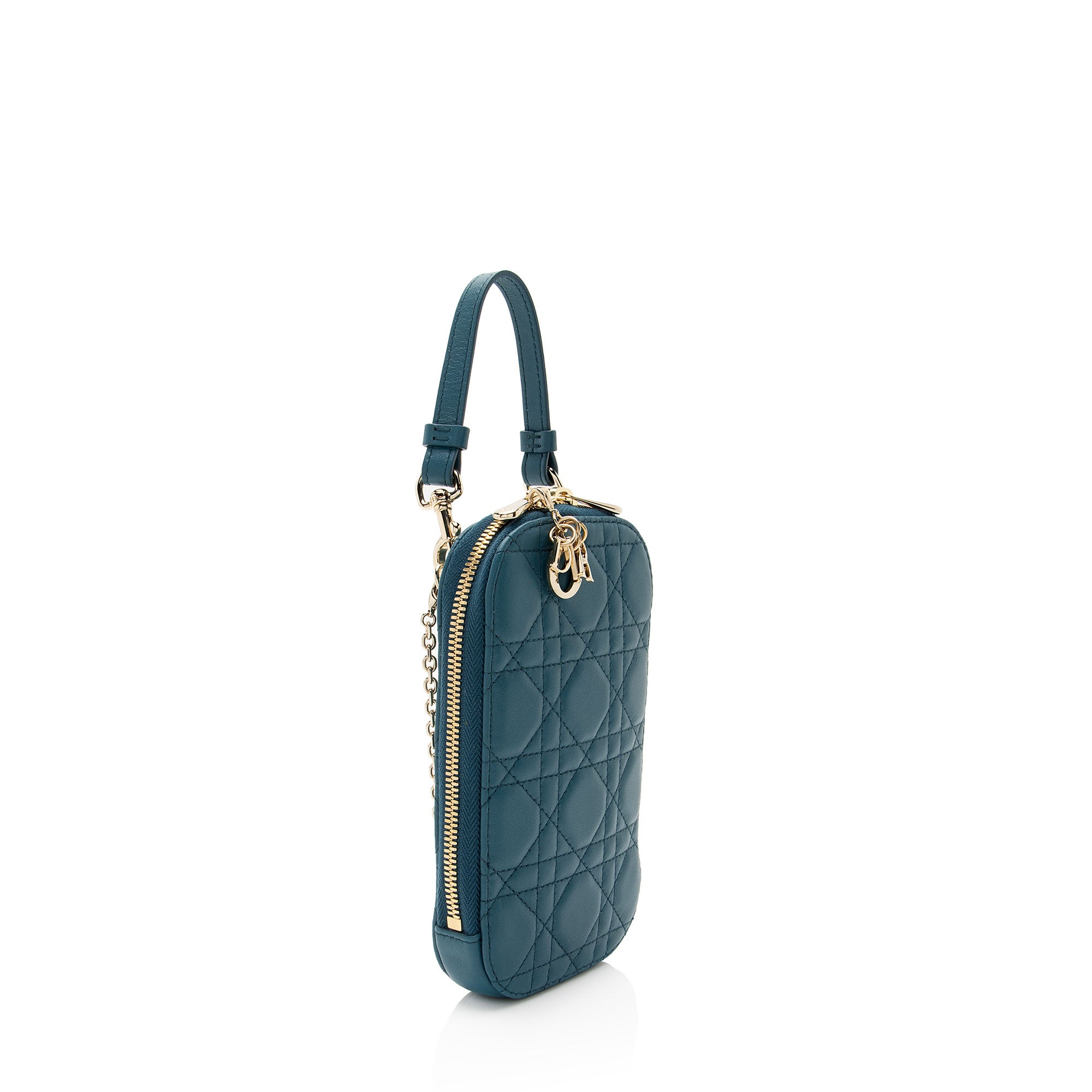 Dior Lambskin Cannage Lady Dior Phone Holder (SHF-5NZo4L)