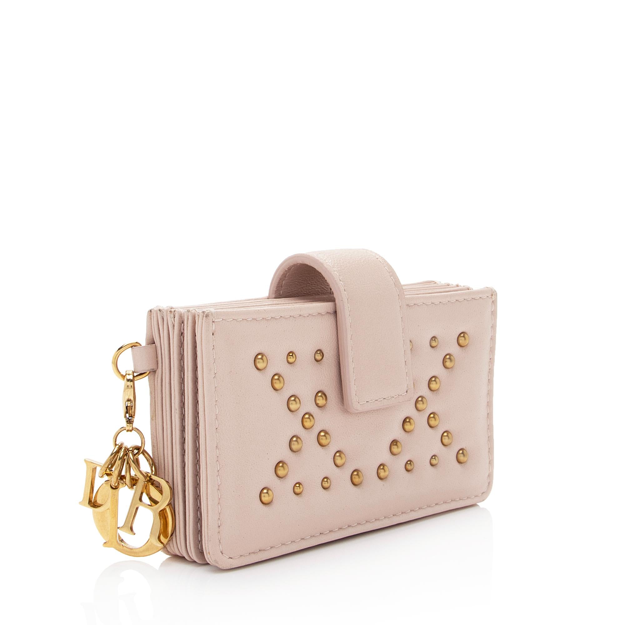 Dior Lambskin Studded Lady Dior 5-Gusset Card Holder (SHF-TOBEZh)