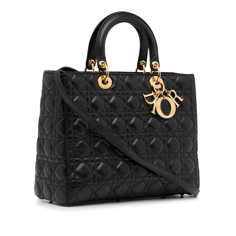 Christian Dior Lady Dior Cannage Lambskin Shoulder Bag