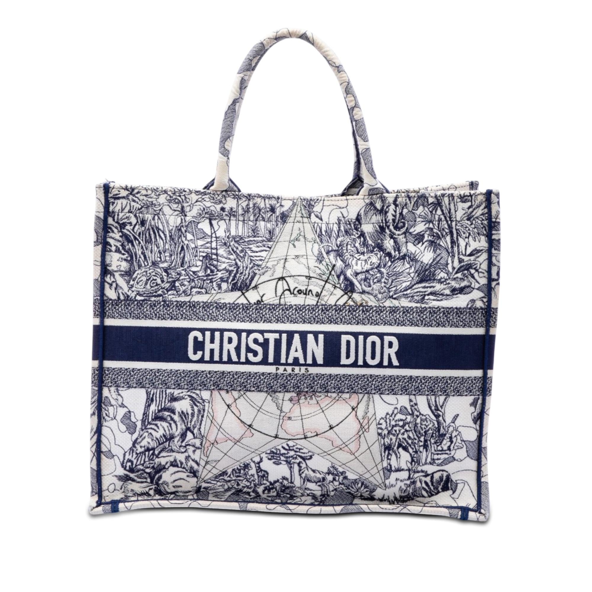 Dior Large Canvas Embroidered Around The World Book Tote