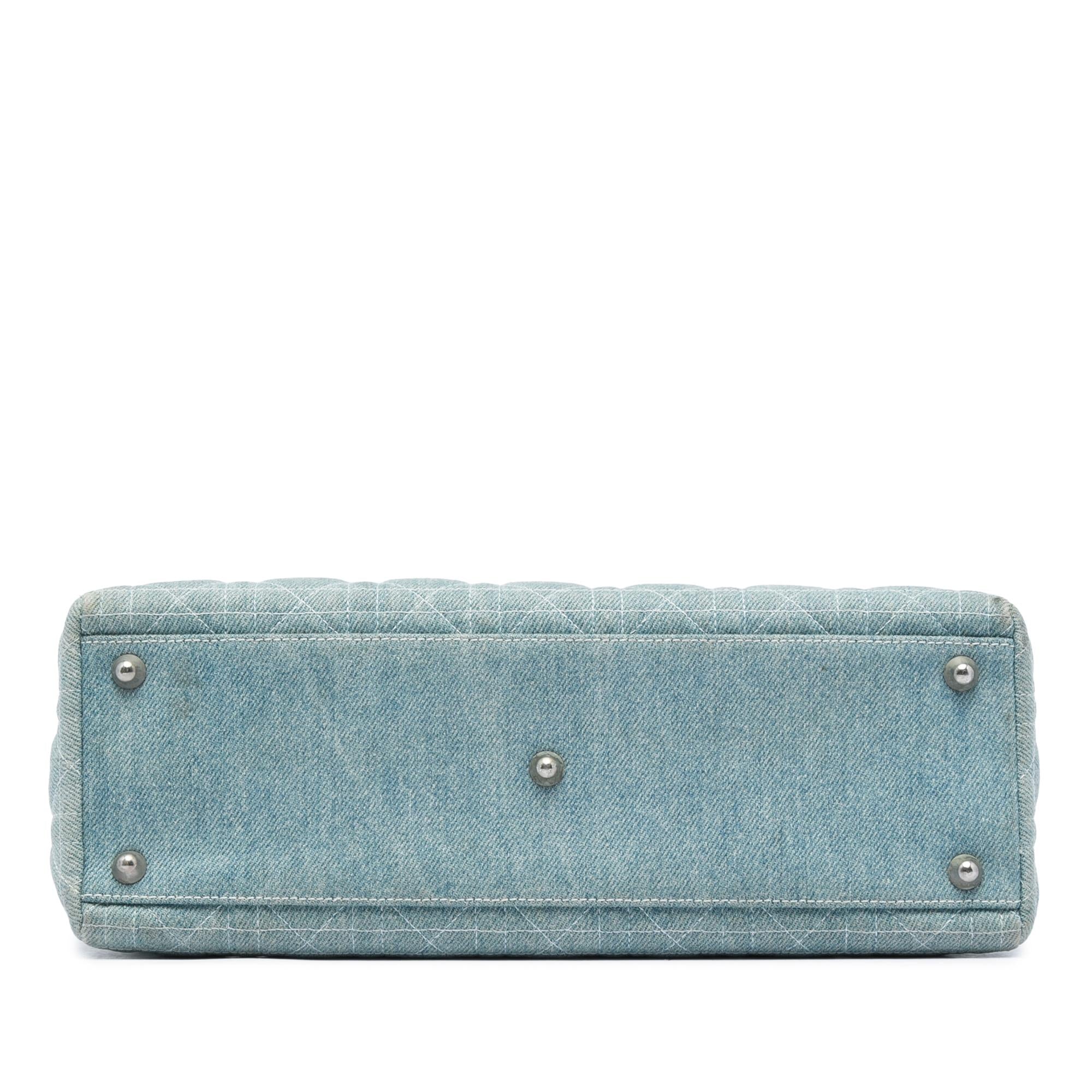 Dior Large Denim Cannage Acrylic Handles Lady Dior