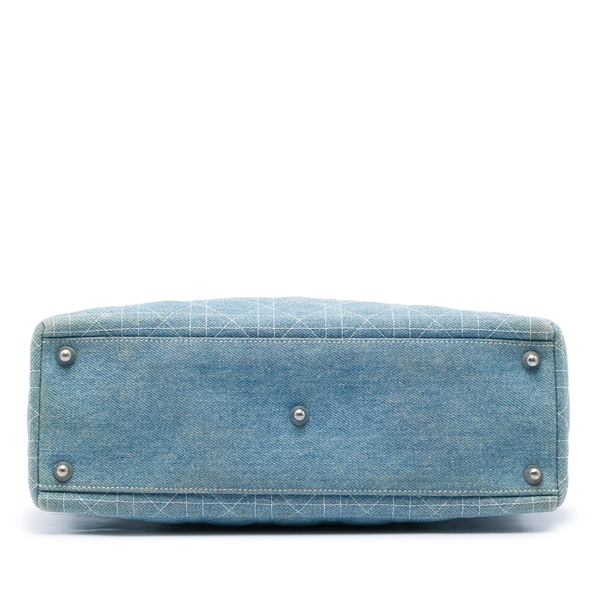 Dior Large Denim Cannage Acrylic Handles Lady Dior