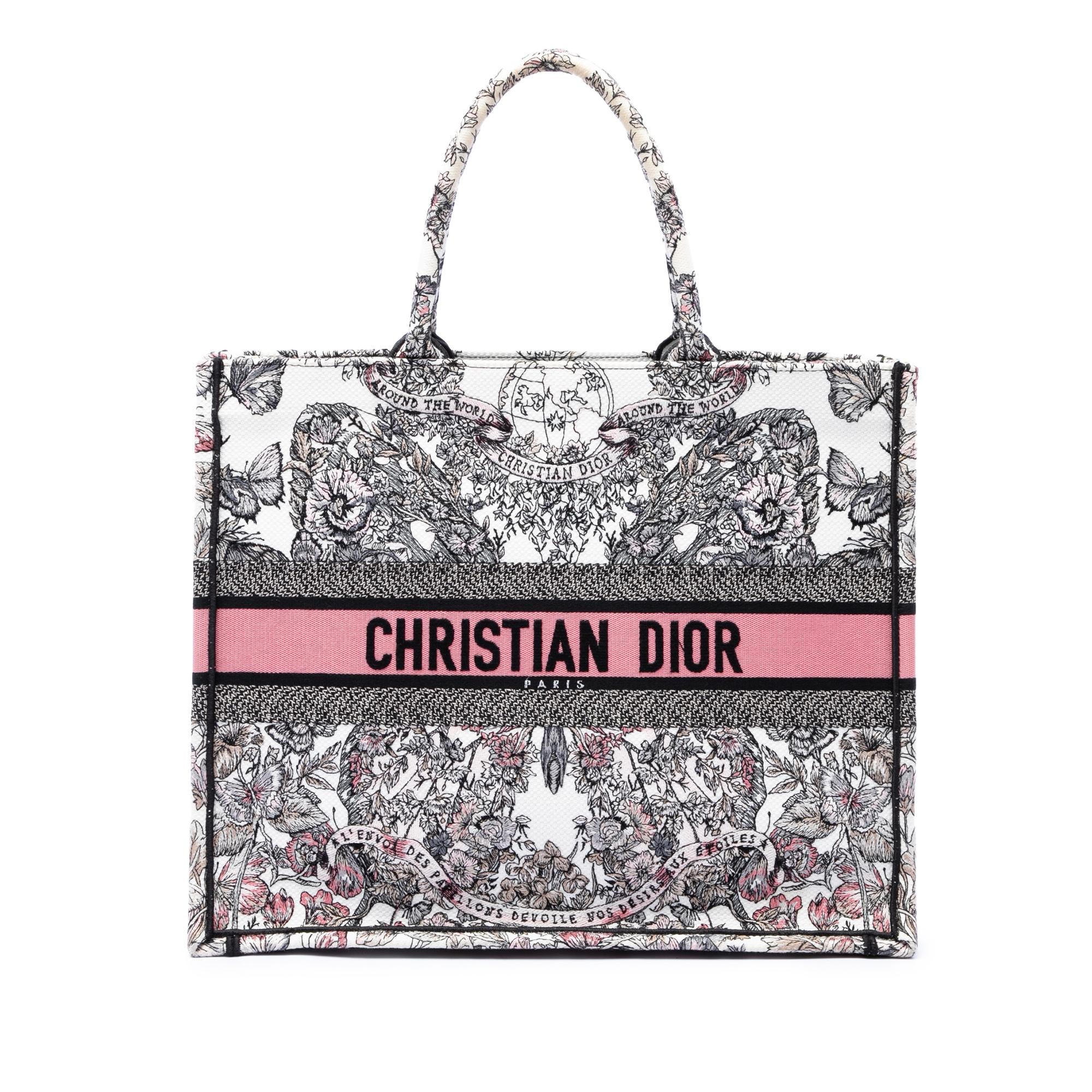 Dior Large Embroidered Canvas Butterfly Around The World Book Tote
