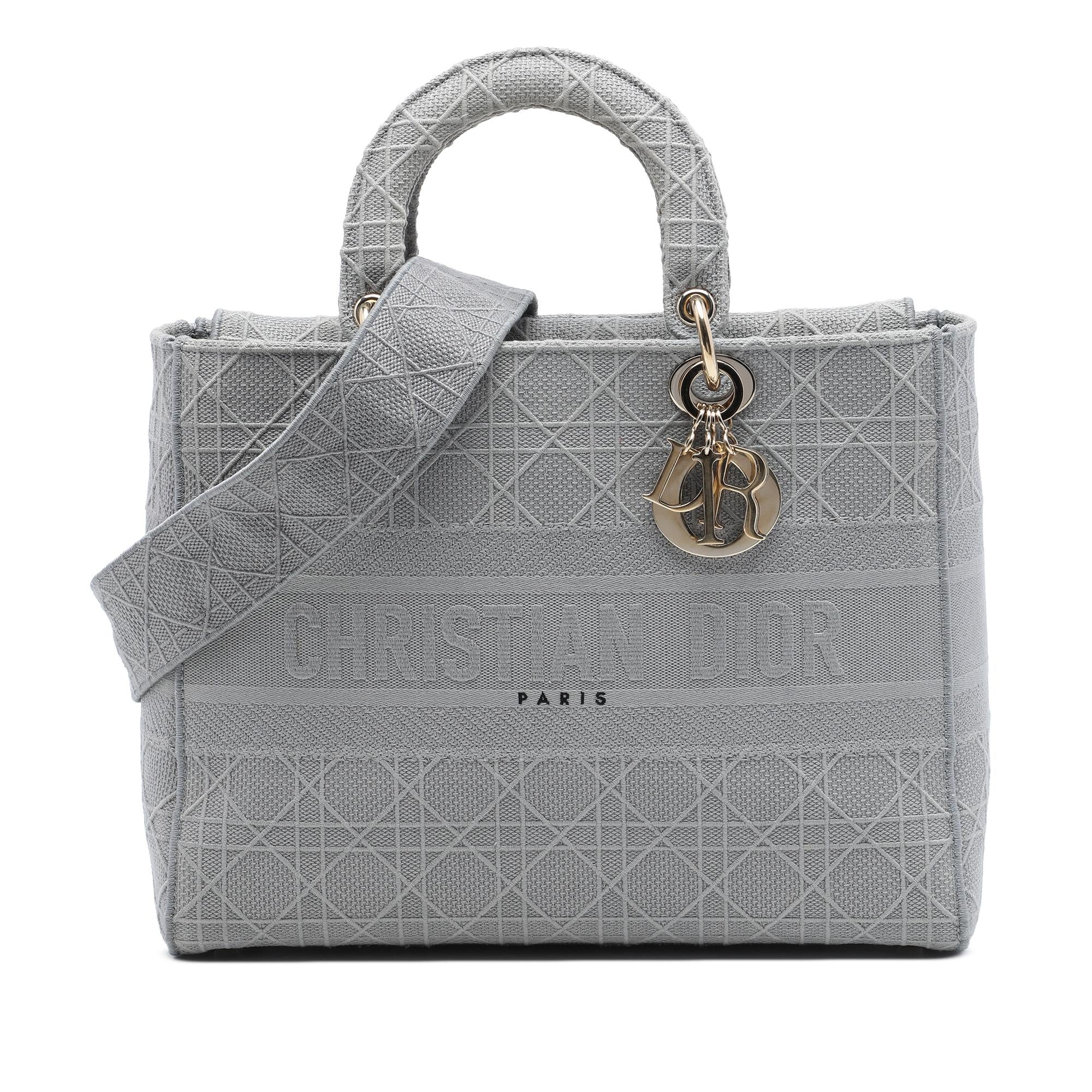 Dior Large Embroidered Canvas Cannage Lady D Lite