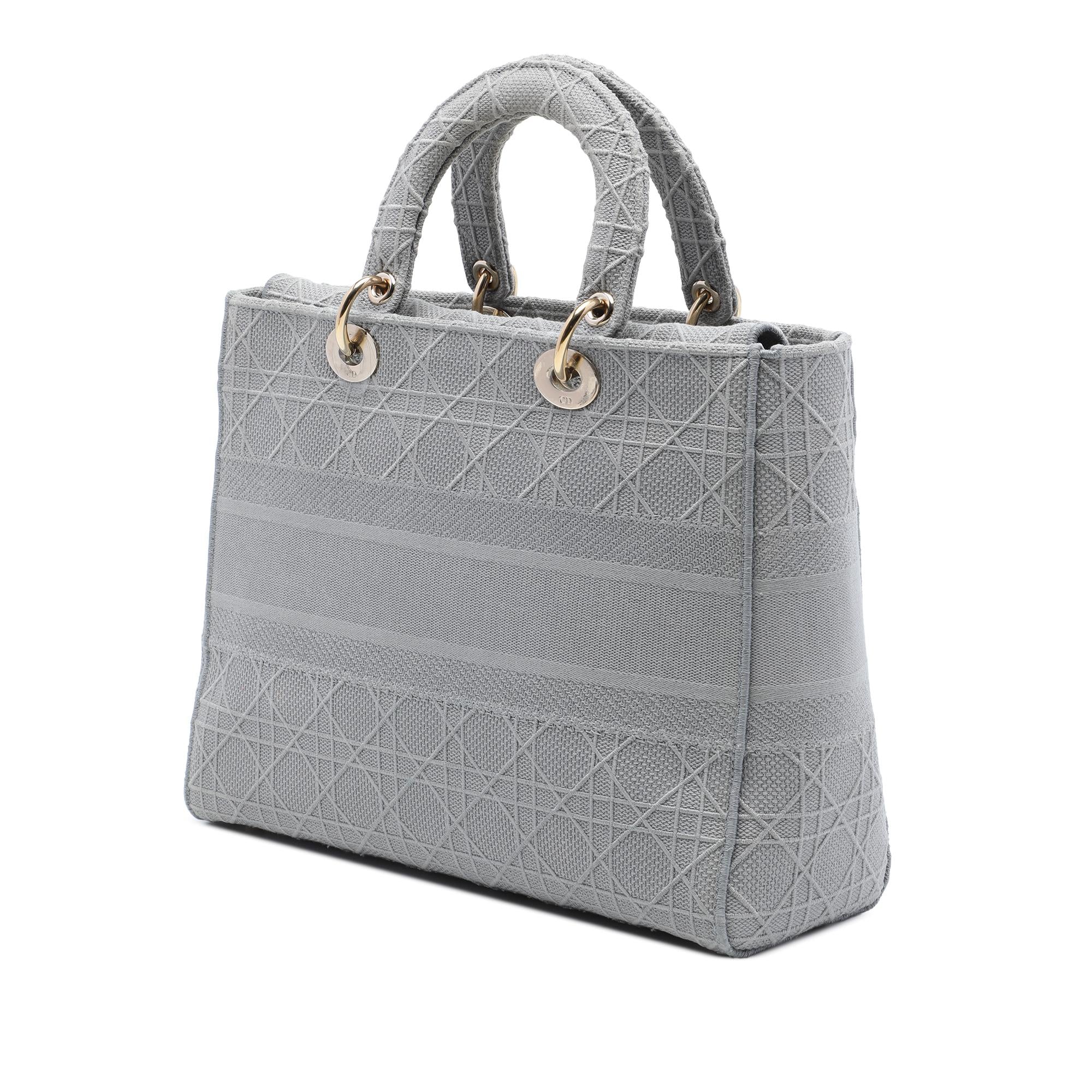 Dior Large Embroidered Canvas Cannage Lady D Lite