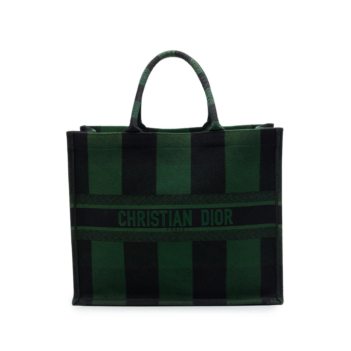 Dior Large Embroidered Canvas Checkered Book Tote