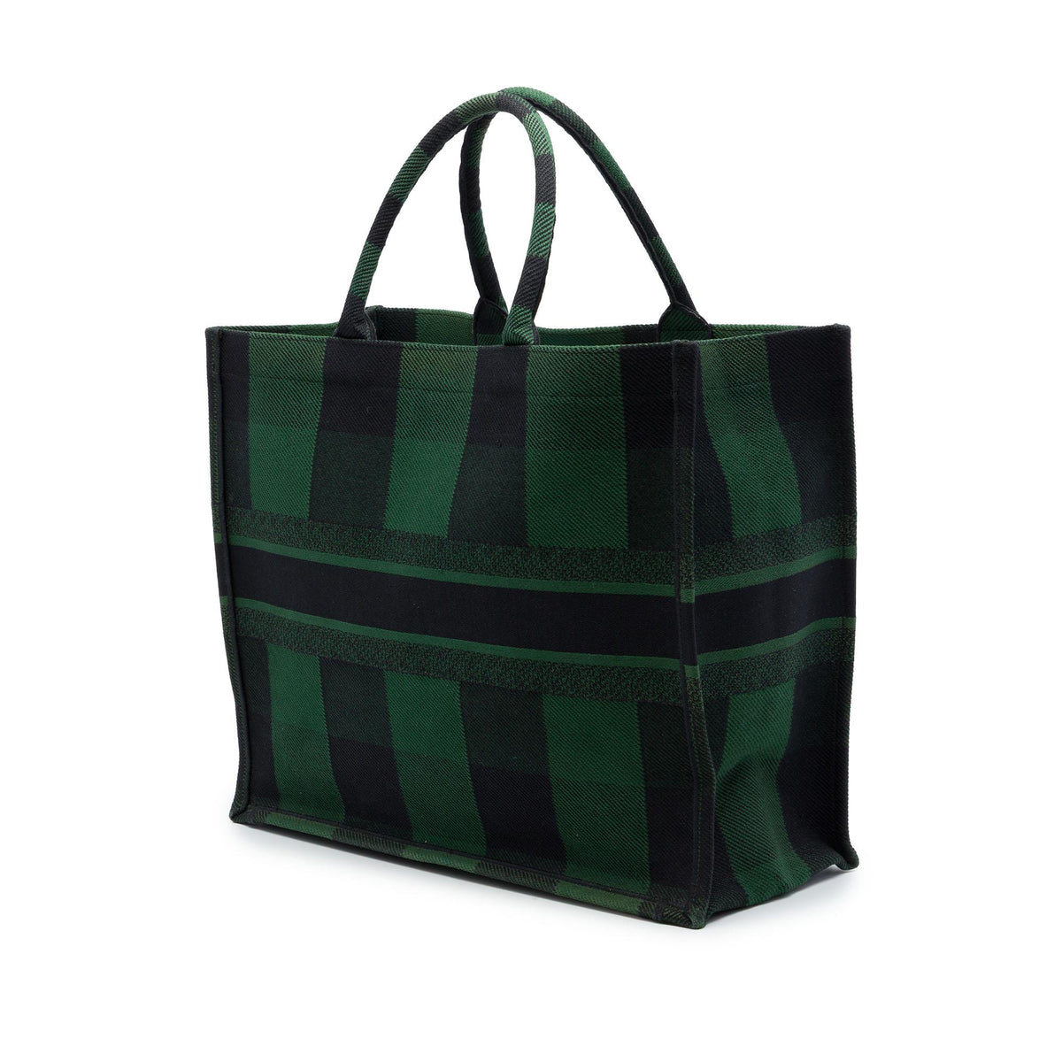 Dior Large Embroidered Canvas Checkered Book Tote