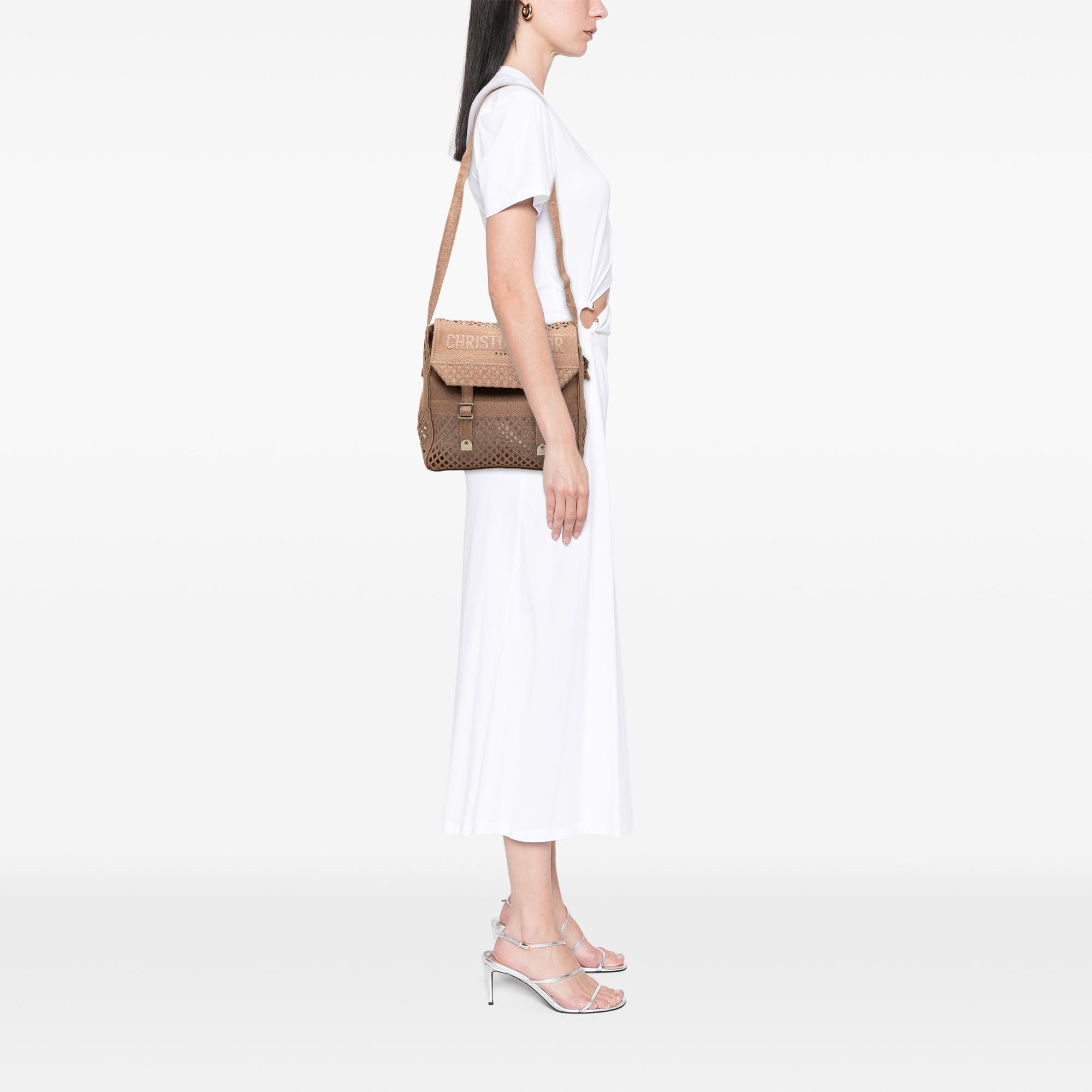 Dior Large Embroidered Mesh Canvas Diorcamp Messenger Bag