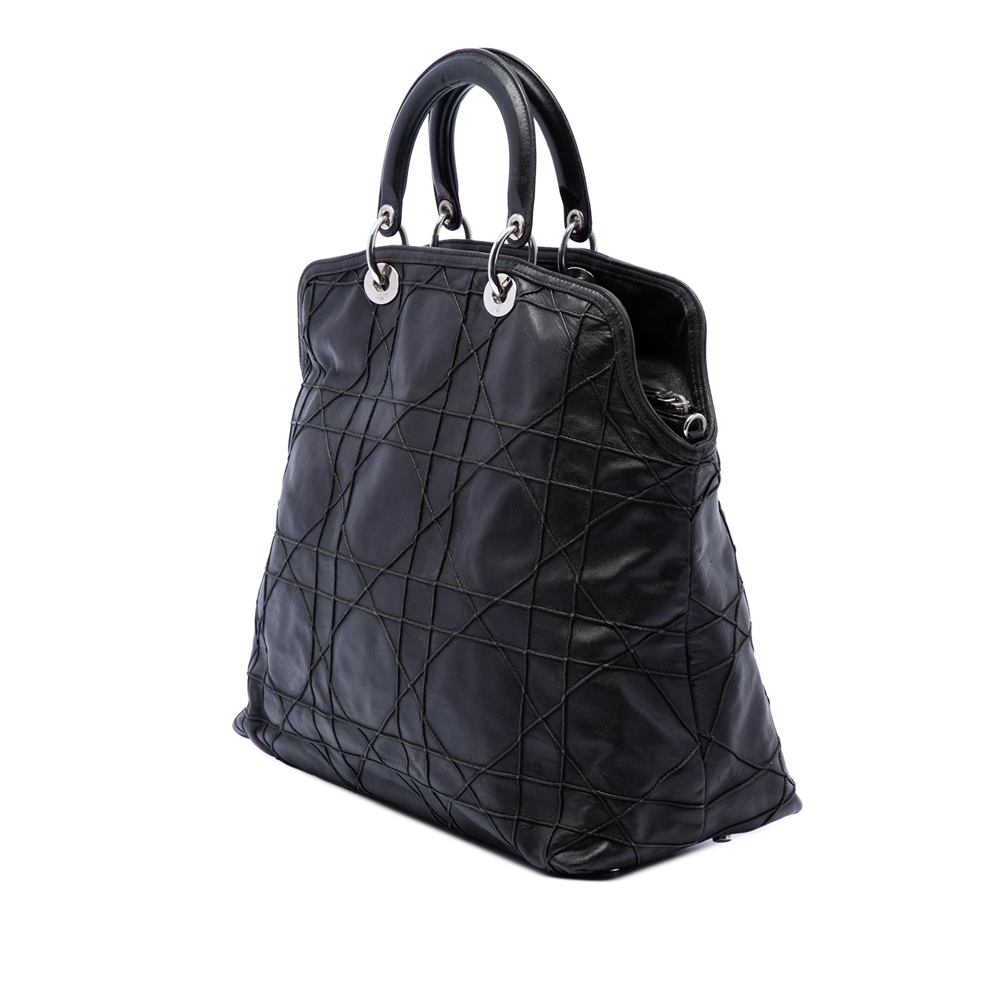 Dior Large Lambskin Cannage Polochon Granville Satchel