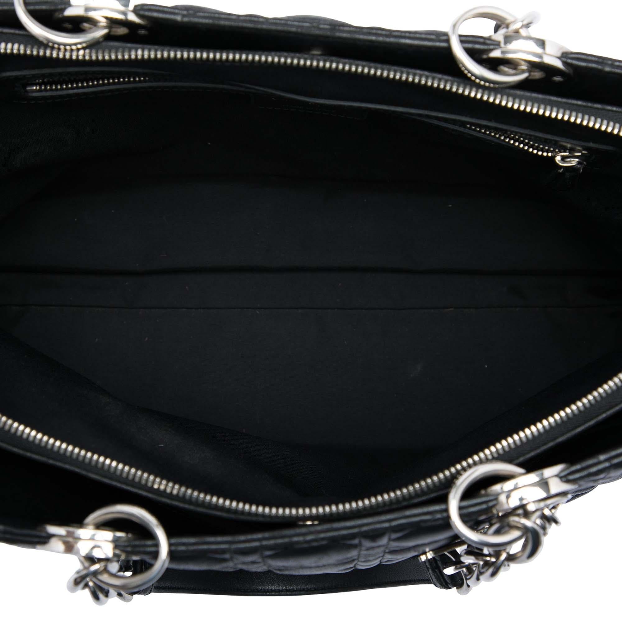 Dior Large Lambskin Cannage Soft Zipped Lady Dior Shopping Tote