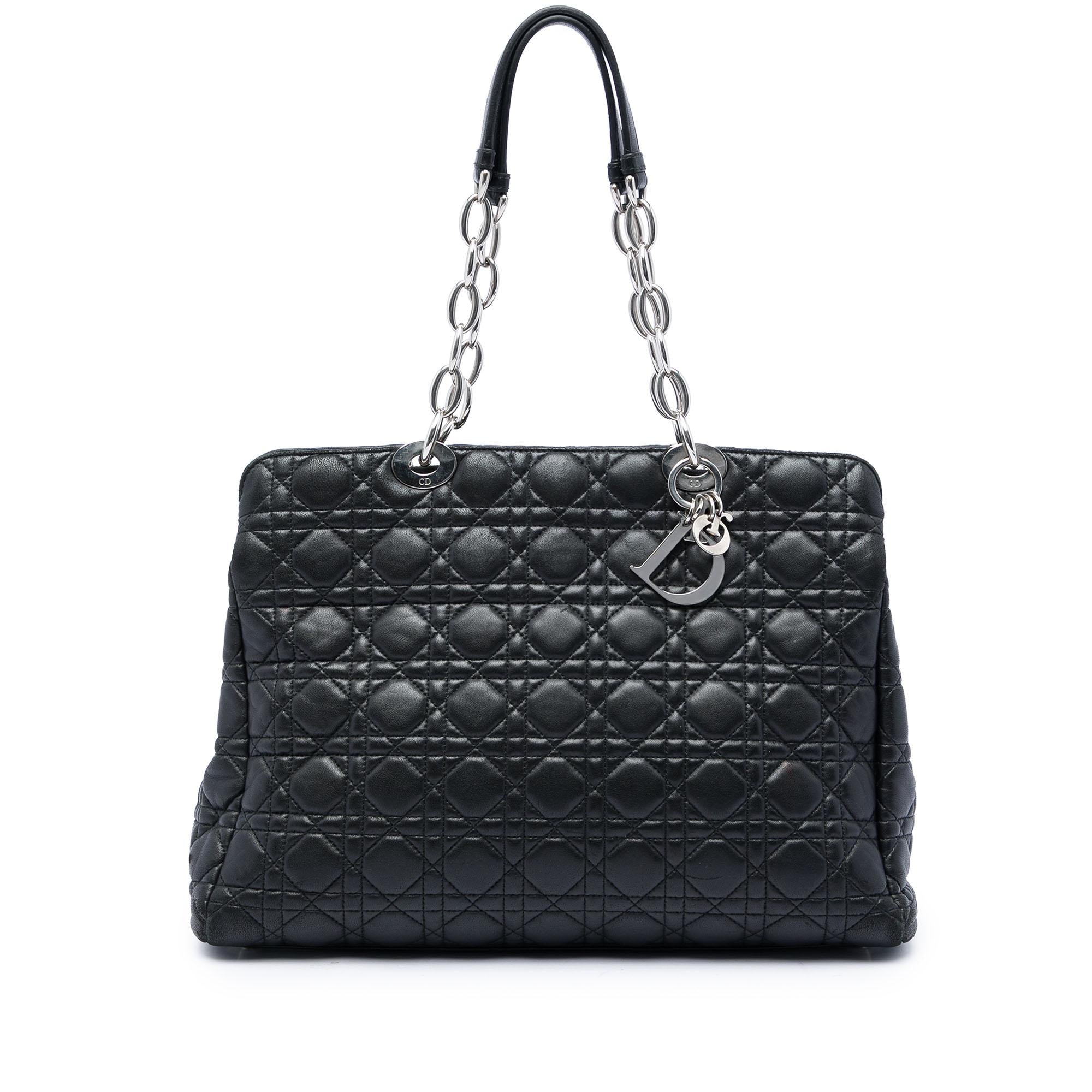 Dior Large Lambskin Cannage Soft Zipped Lady Dior Shopping Tote
