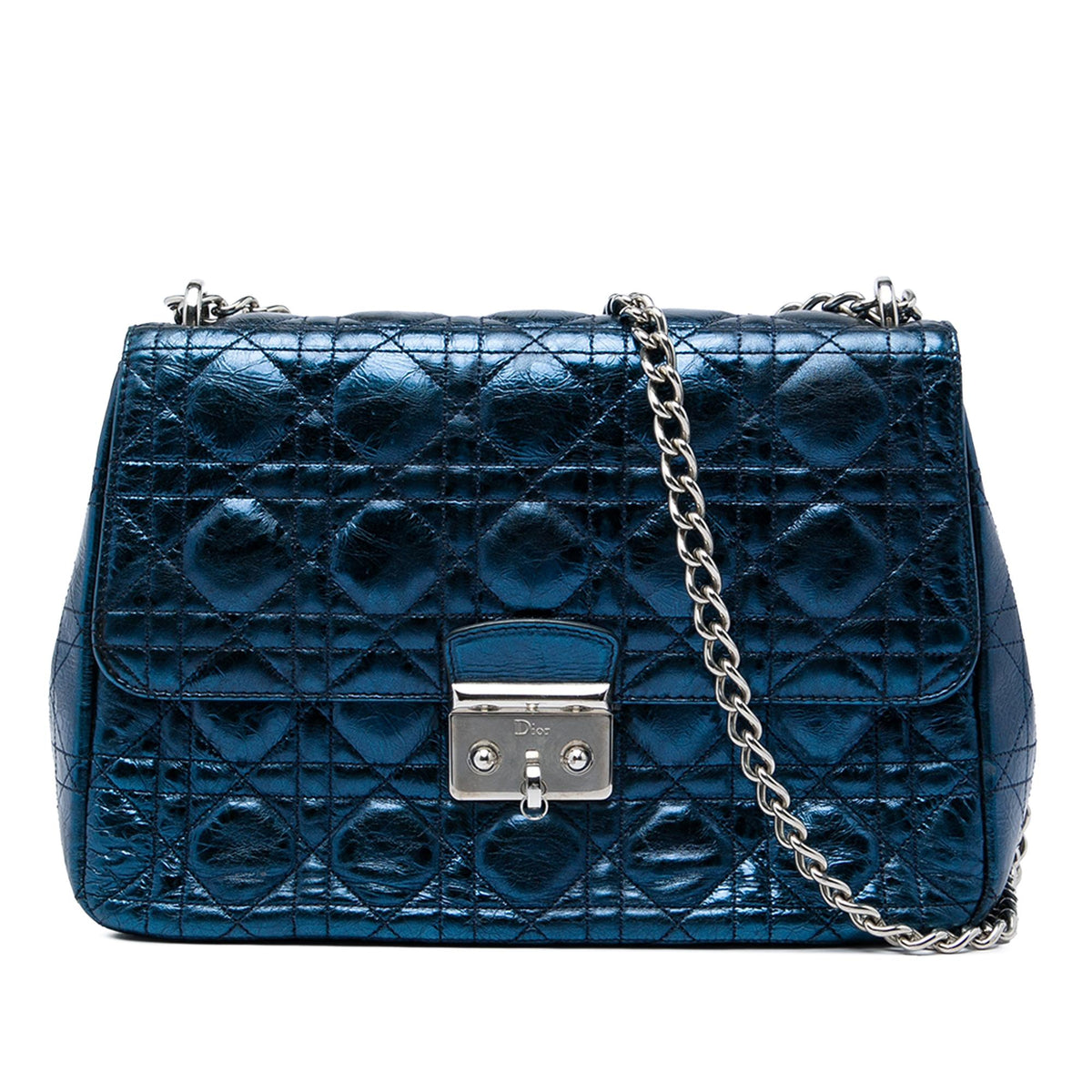 Dior Large Metallic Aged Calfskin Cannage Miss Dior Flap