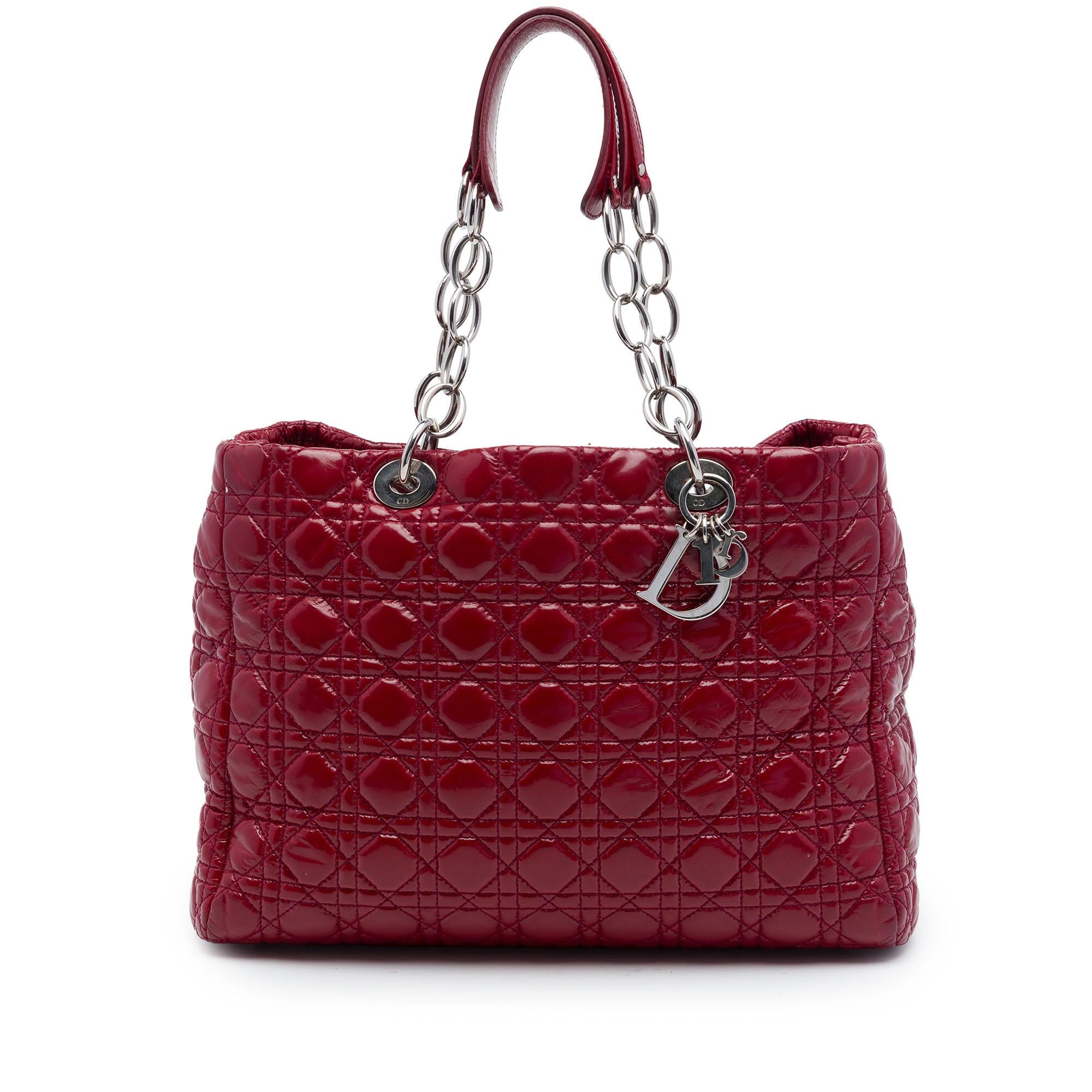 Dior Large Patent Cannage Lady Dior Soft Shopping Tote
