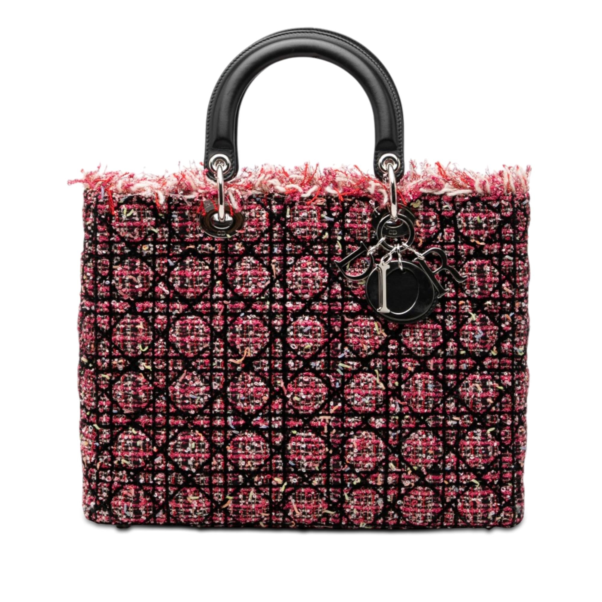 Dior Large Tweed Cannage Fringe Lady Dior