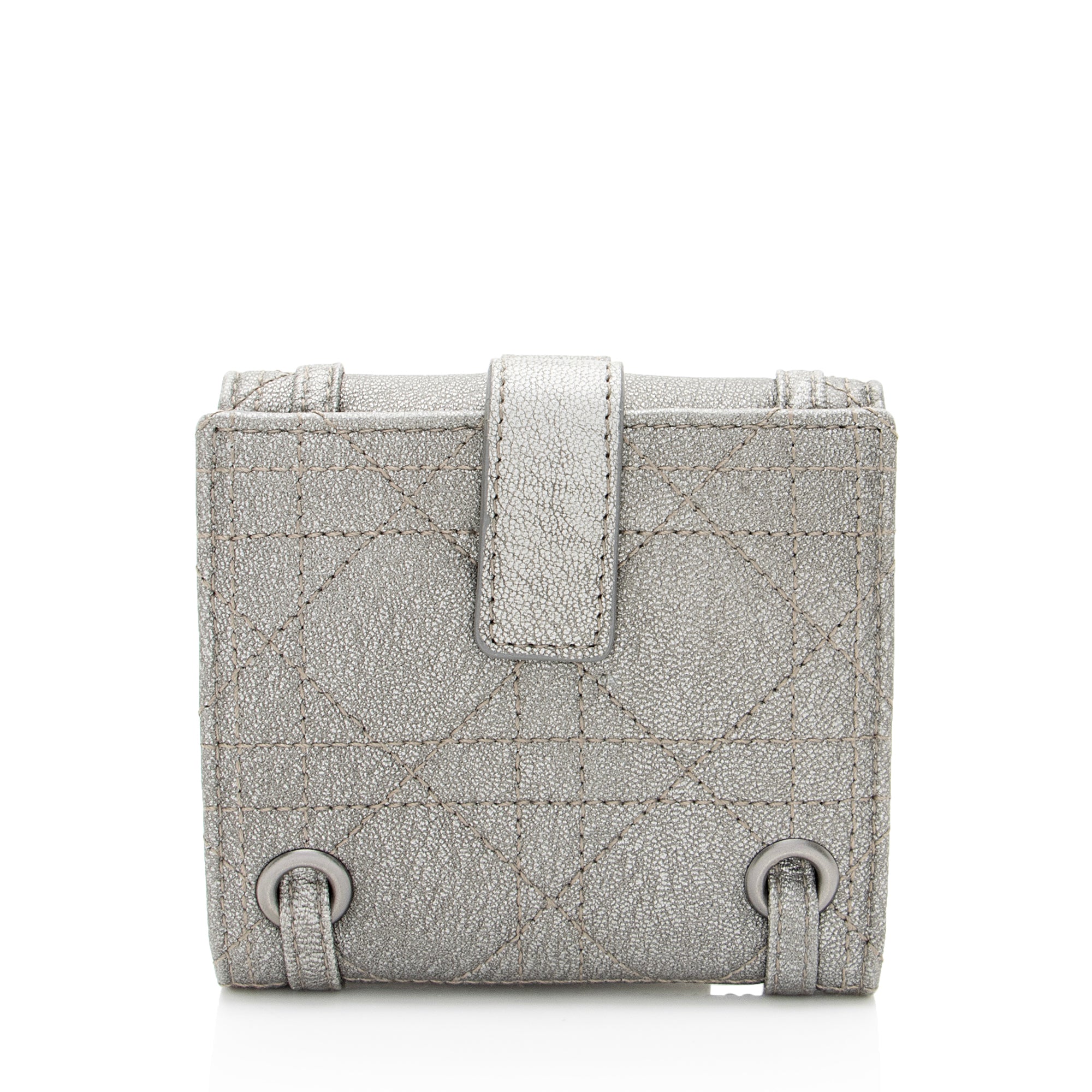Dior Leather Cannage Grommet Compact Wallet