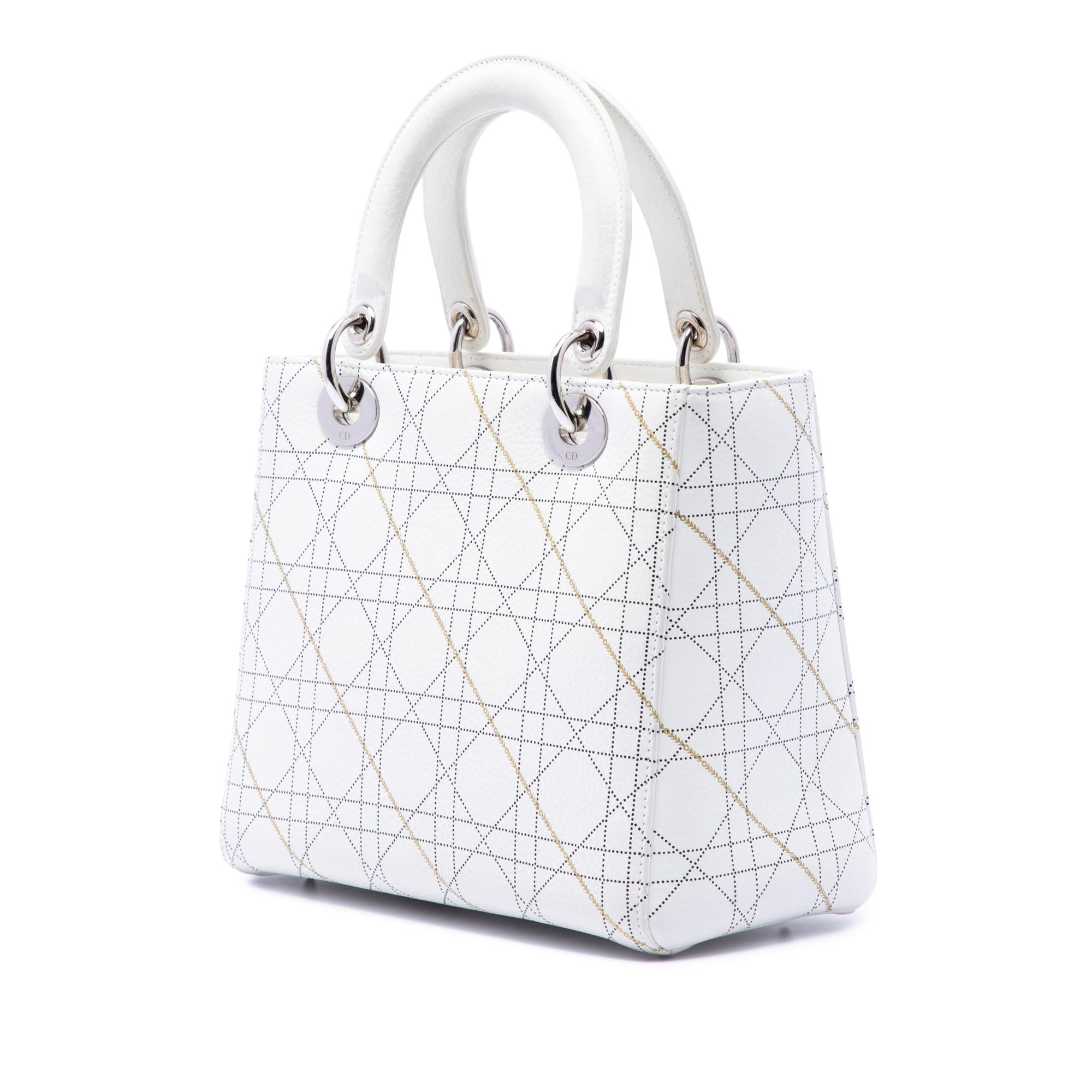 Dior Medium Calfskin Cannage Print Lady Dior
