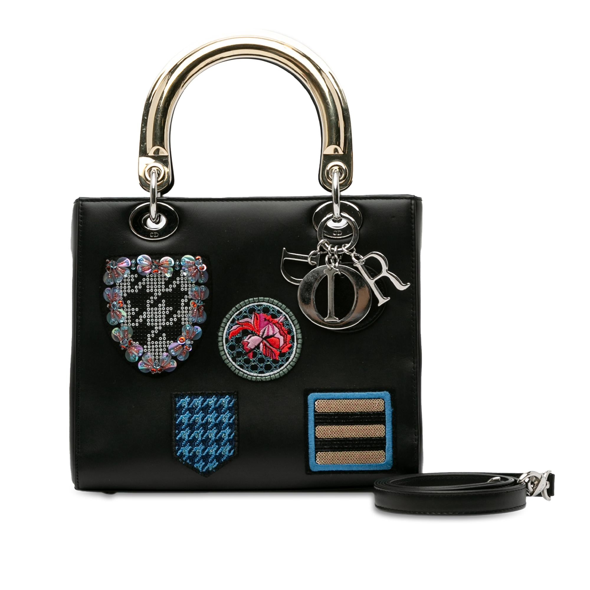 Dior Medium Calfskin Patch Embellished Lady Dior (SHG-GqmXKc)