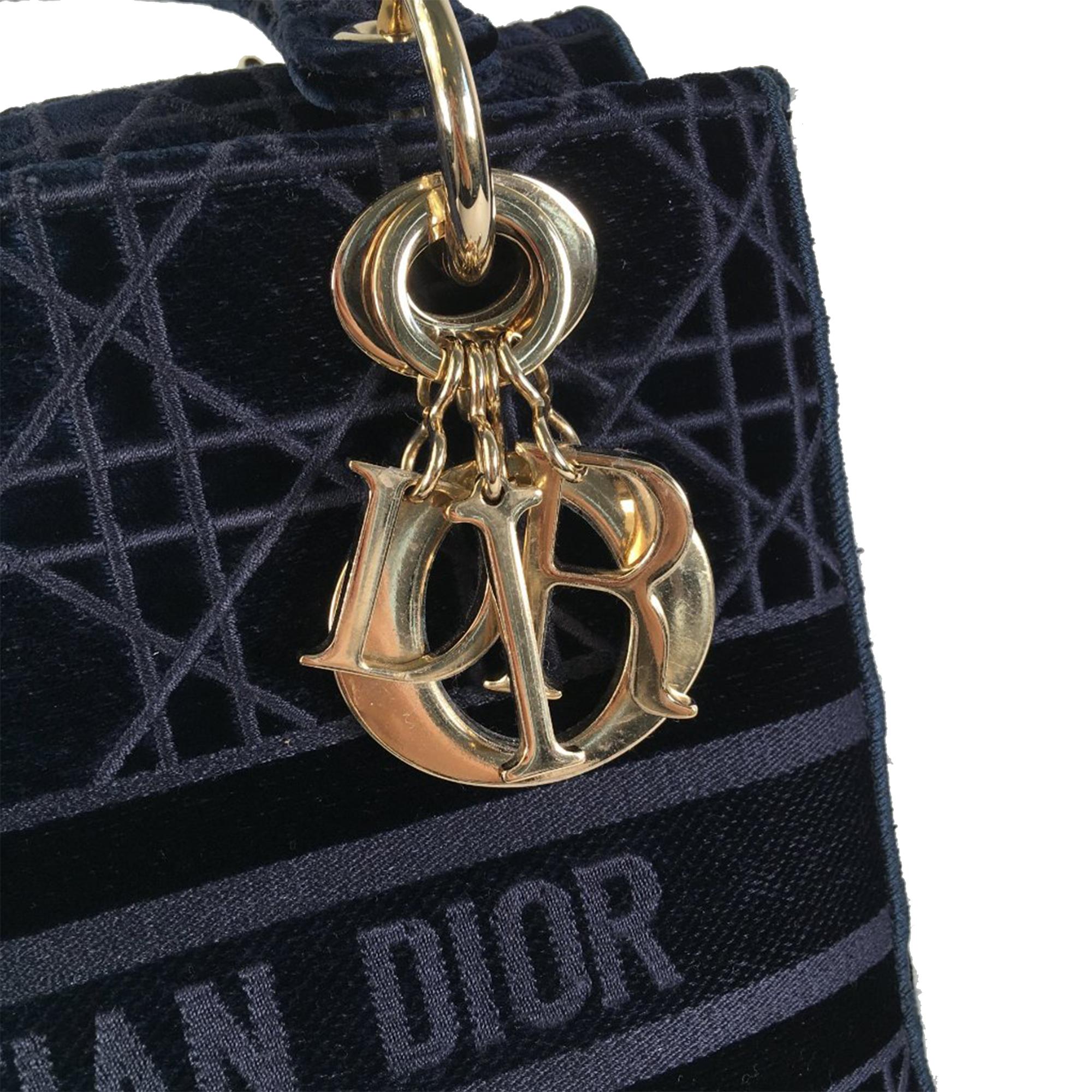Dior Medium Cannage Velvet Lady D-Lite (SHG-2WUGyr)