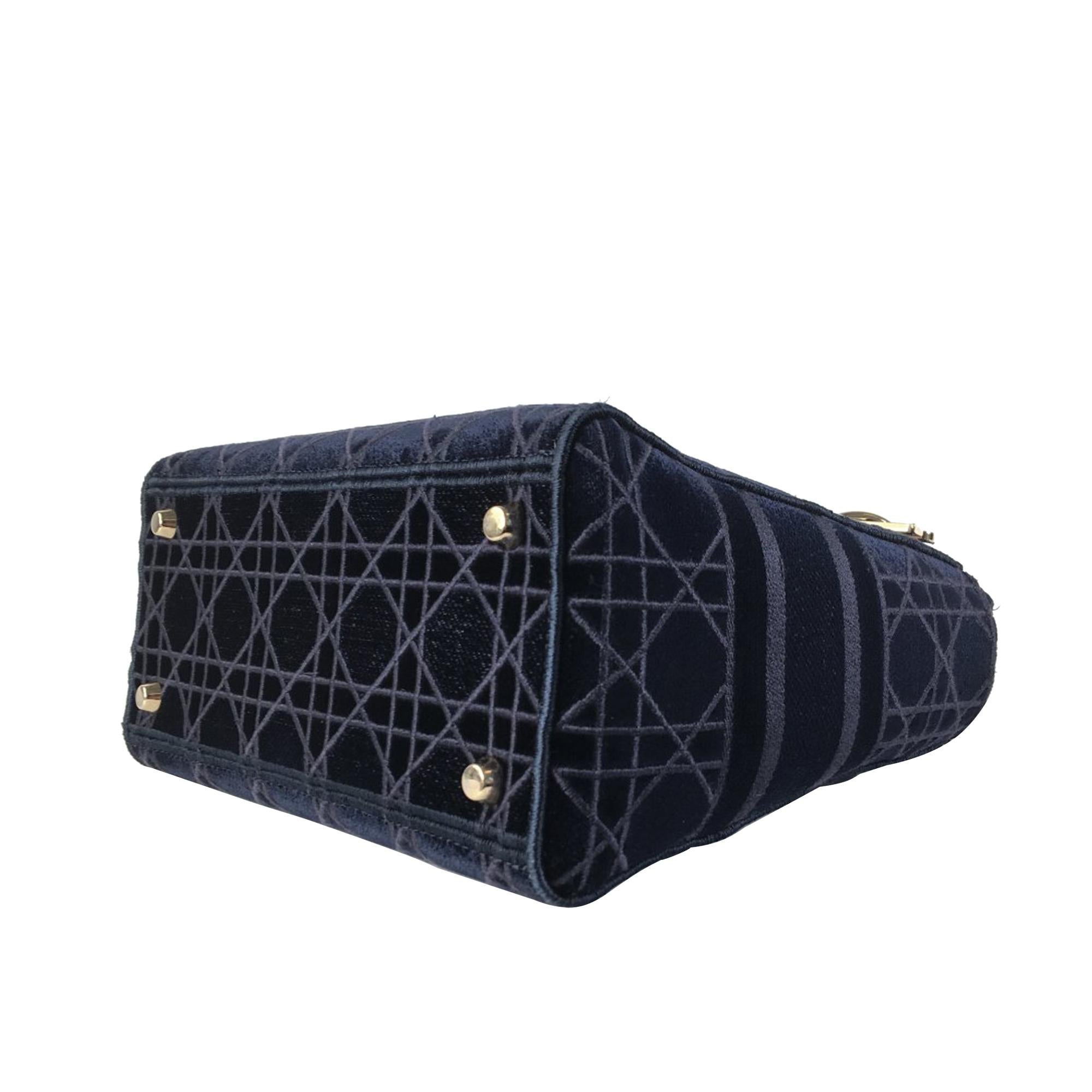 Dior Medium Cannage Velvet Lady D-Lite (SHG-2WUGyr)