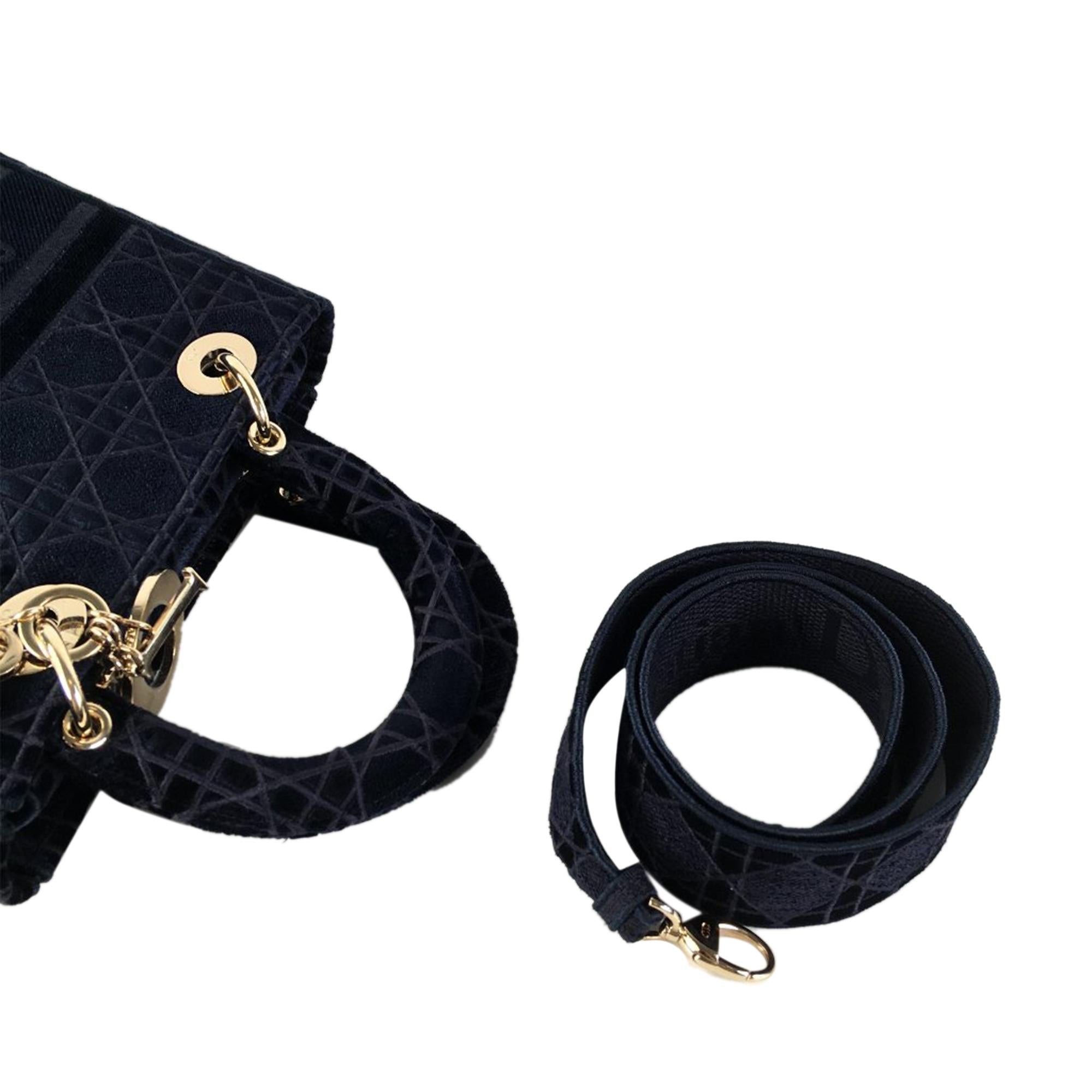 Dior Medium Cannage Velvet Lady D-Lite (SHG-2WUGyr)