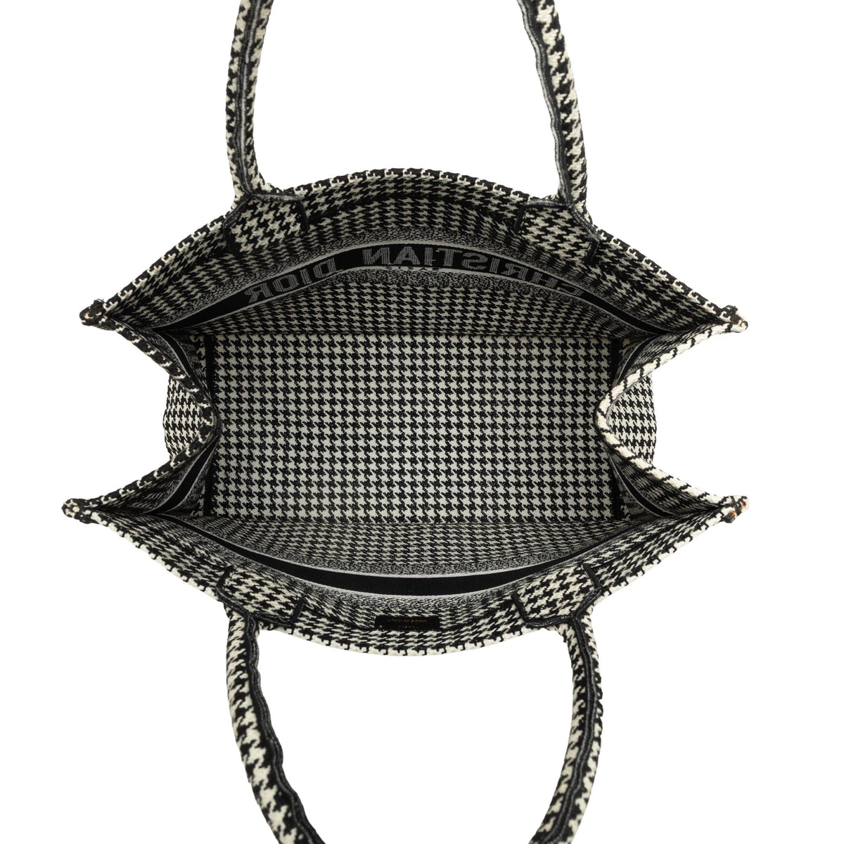 Dior Medium Canvas Houndstooth Embroidered Book Tote