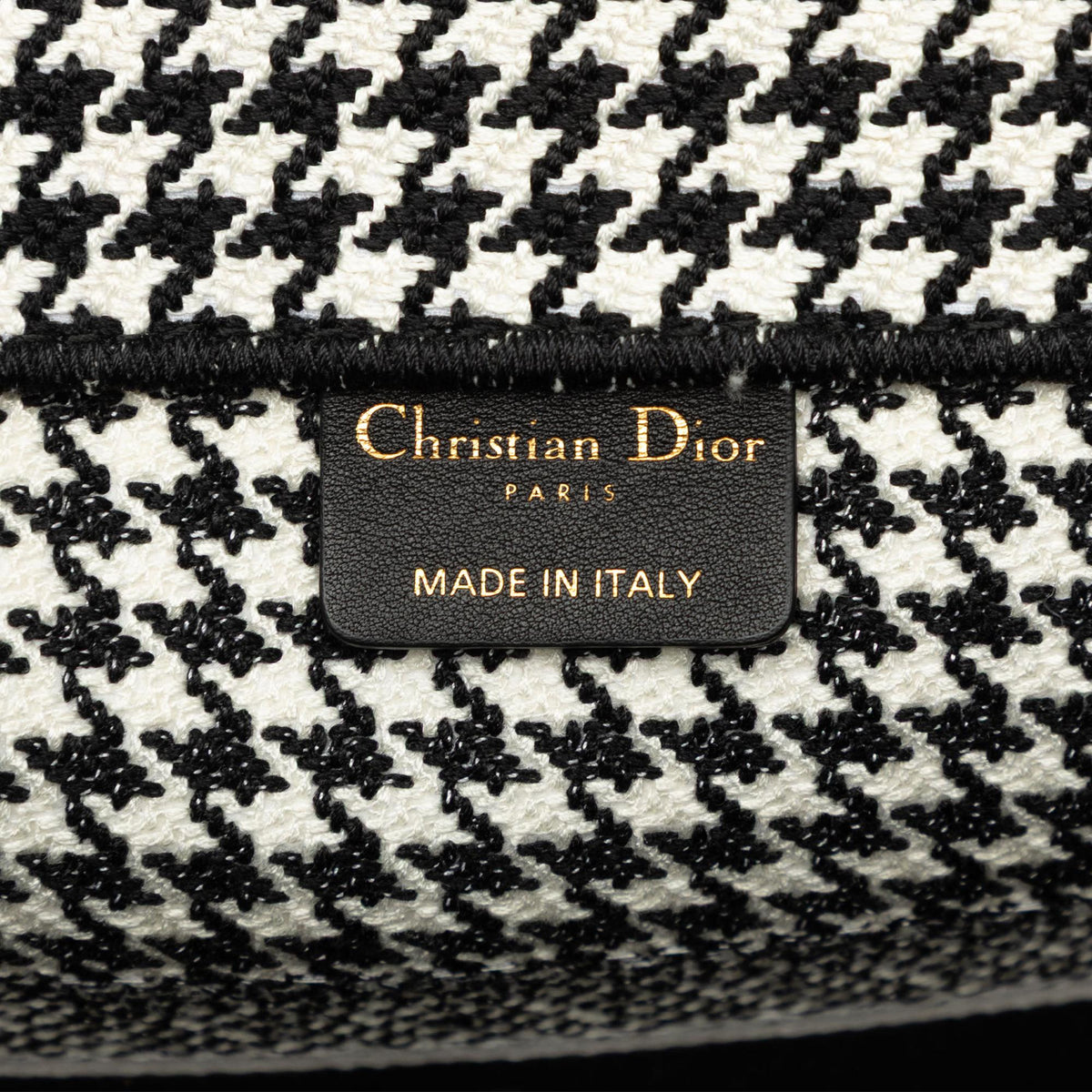 Dior Medium Canvas Houndstooth Embroidered Book Tote