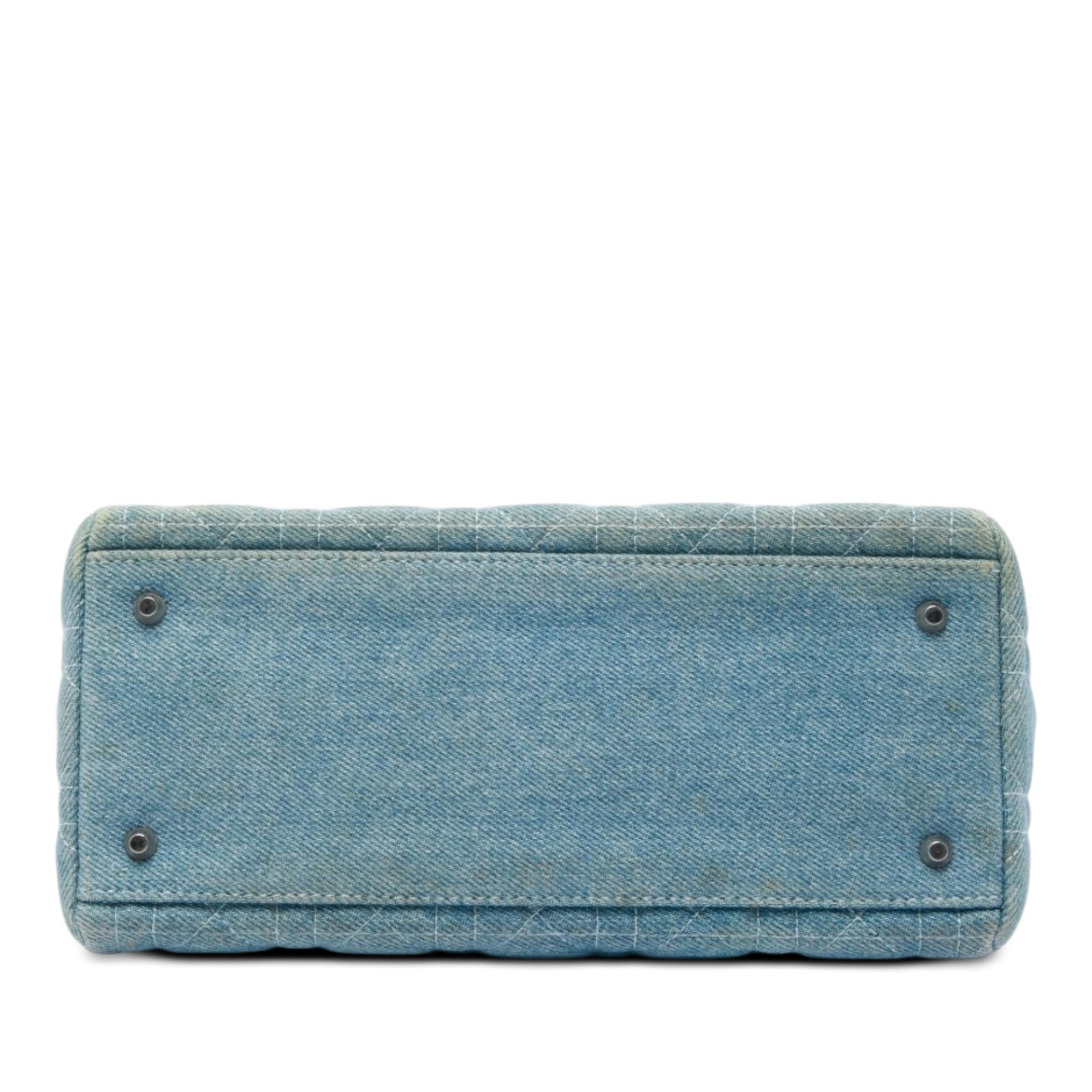 Dior Medium Denim Cannage Acrylic Handles Lady Dior