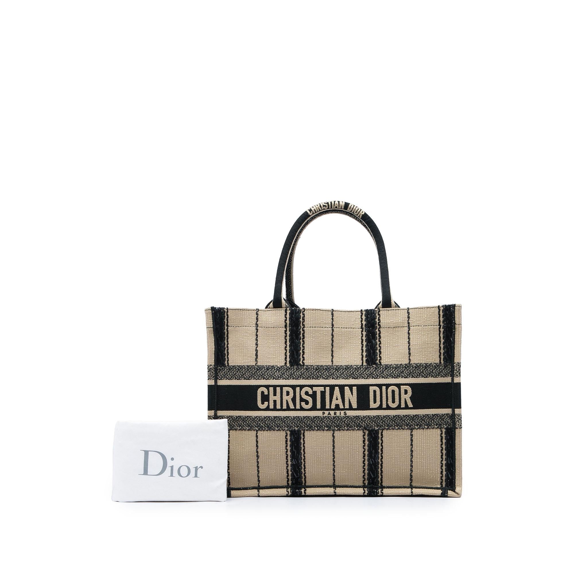 Dior Medium Embroidered Canvas Bayadere Book Tote