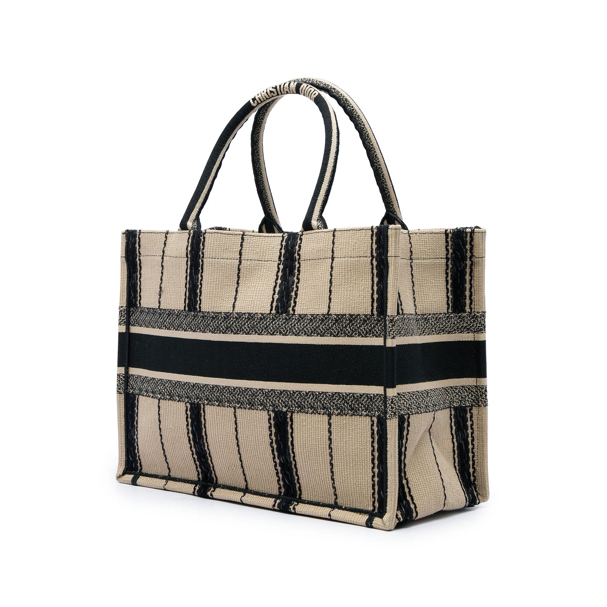 Dior Medium Embroidered Canvas Bayadere Book Tote