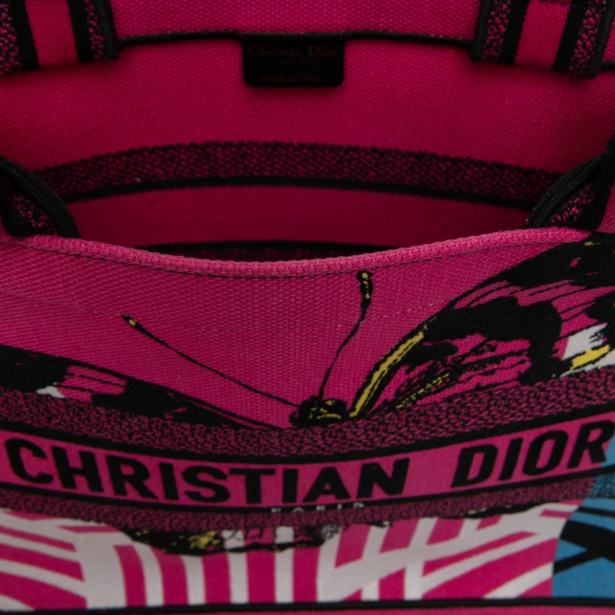 Dior Medium Embroidered Canvas Butterfly D Jungle Pop Book Tote