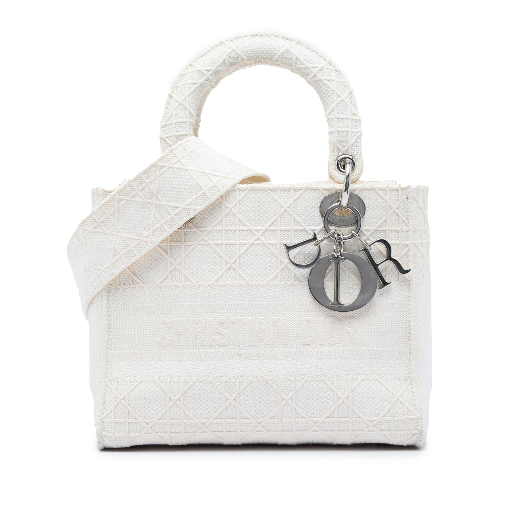 Dior Medium Embroidered Canvas Cannage Lady D Lite