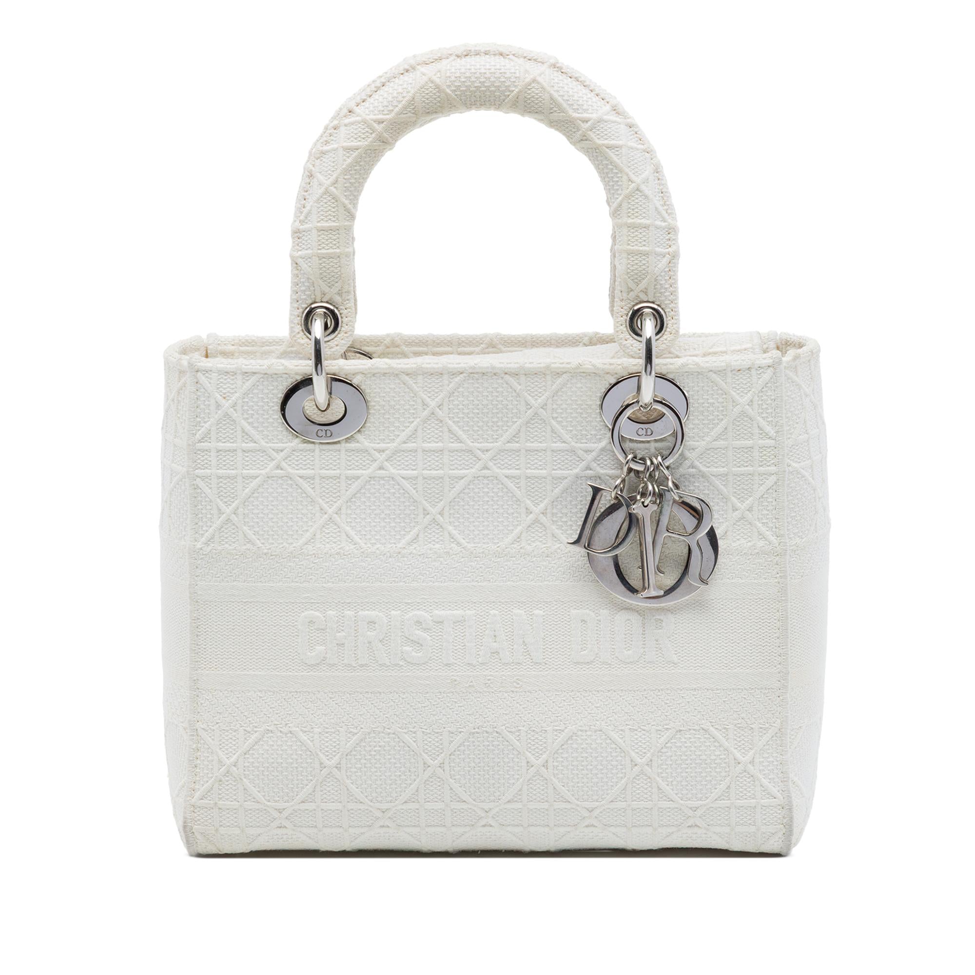 Dior Medium Embroidered Canvas Cannage Lady D Lite