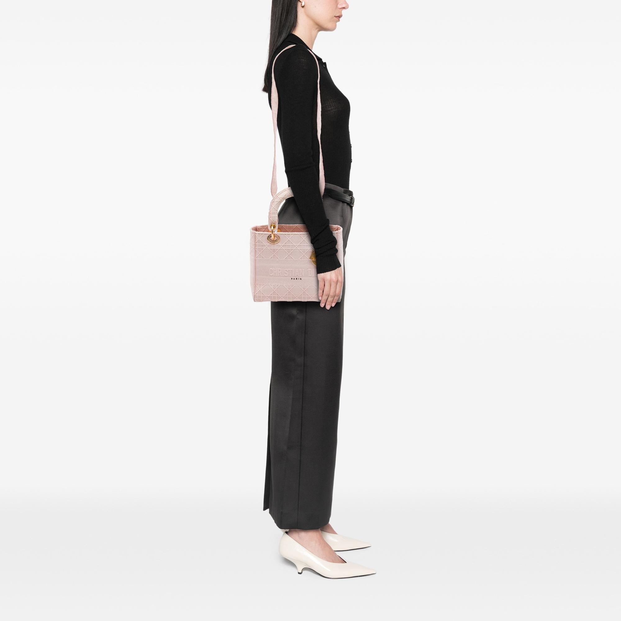Dior Medium Embroidered Canvas Cannage Lady D Lite