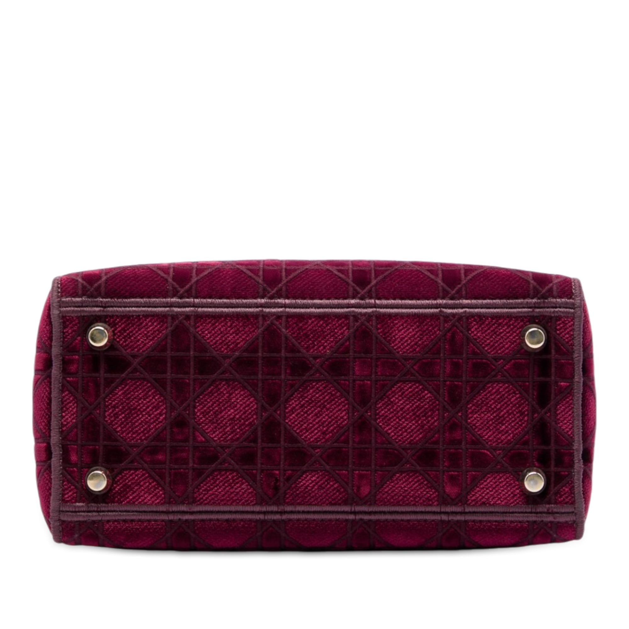 Dior Medium Embroidered Velvet Cannage Lady D Lite