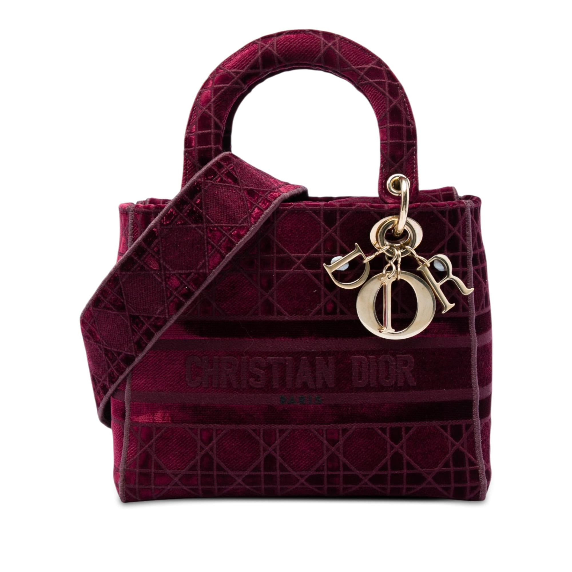Dior Medium Embroidered Velvet Cannage Lady D Lite
