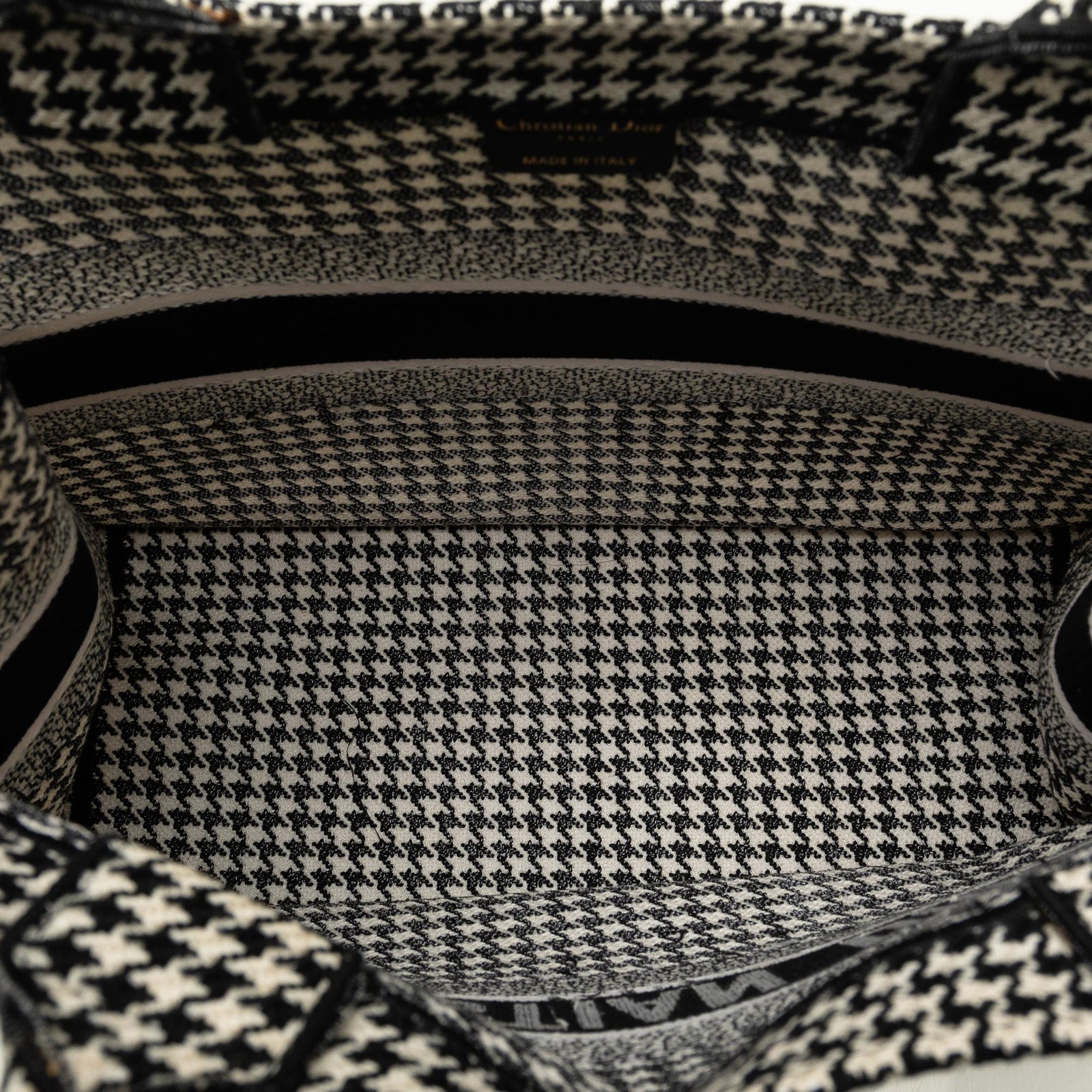 Dior small book tote houndstooth best sale
