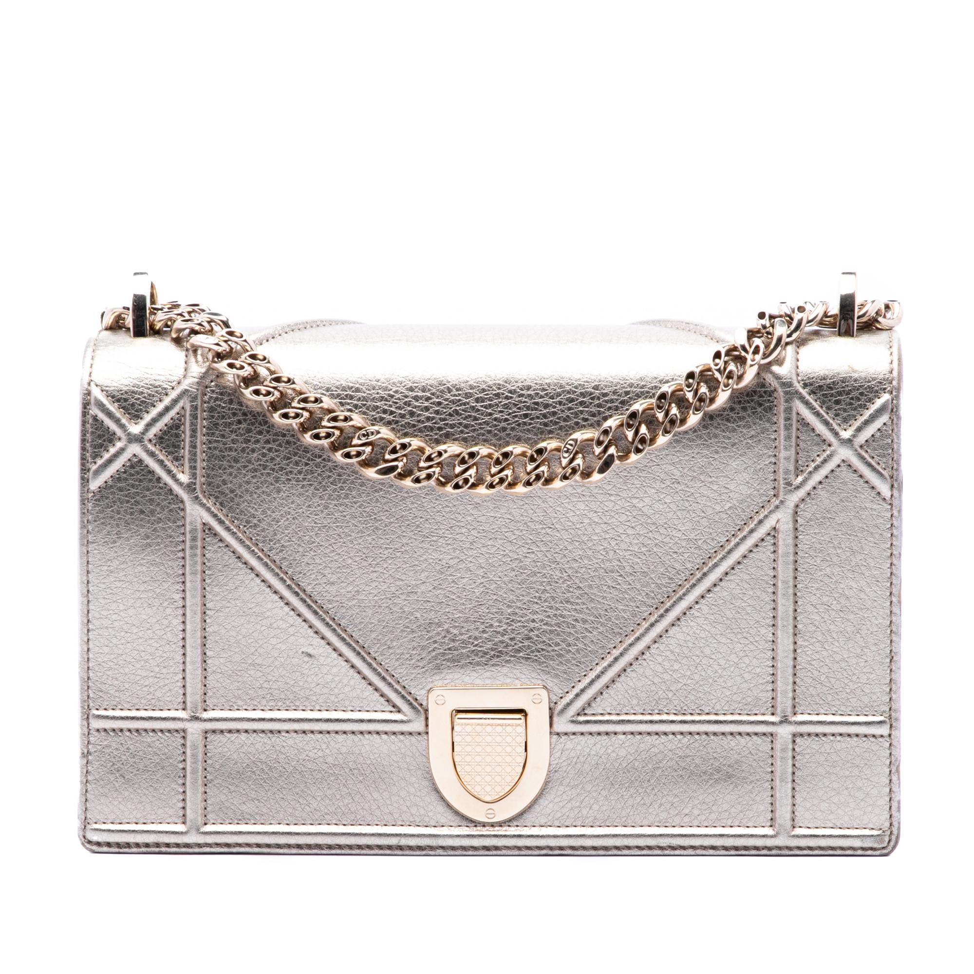 Dior Medium Metallic Calfskin Diorama Flap