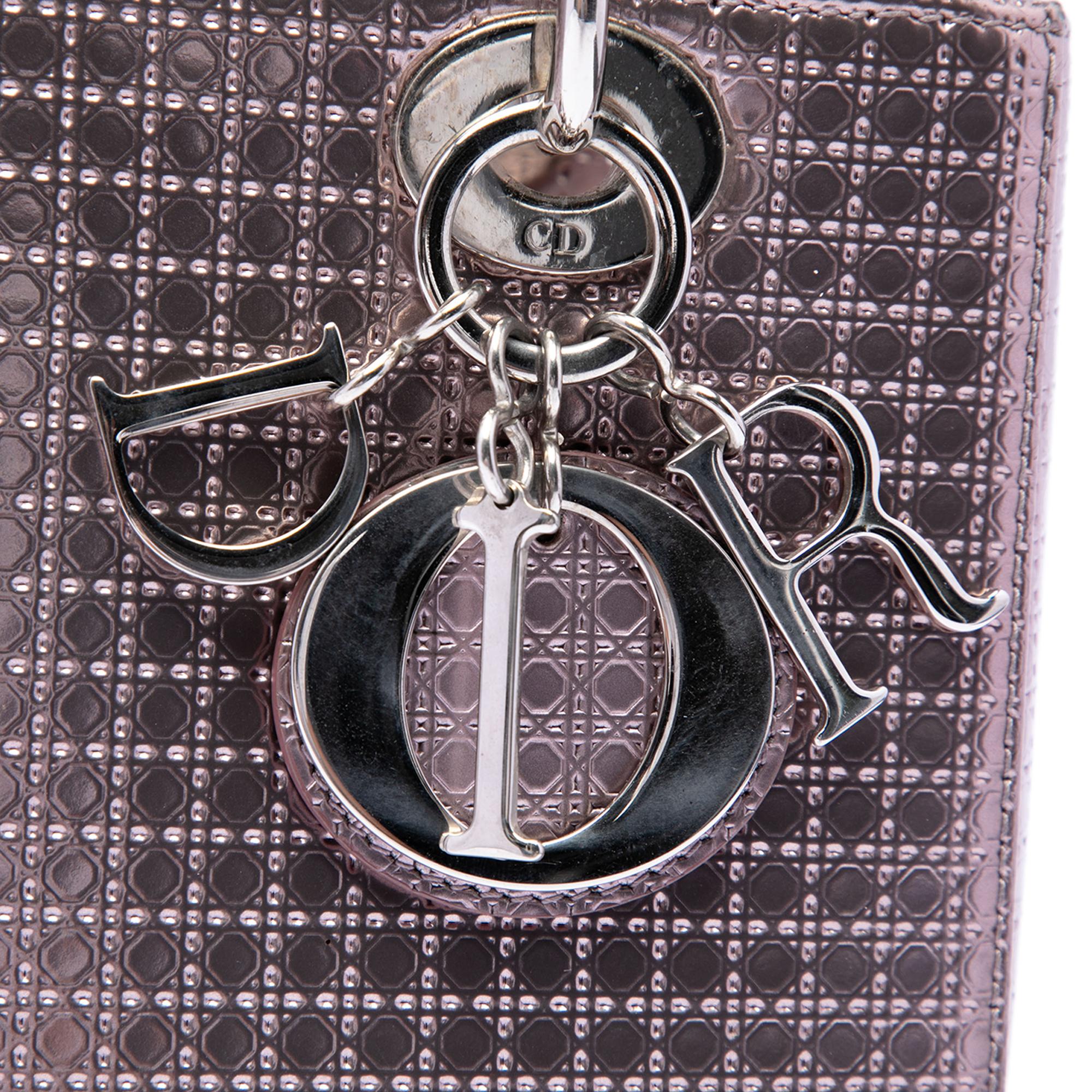 Dior Medium Metallic Patent Microcannage Lady Dior