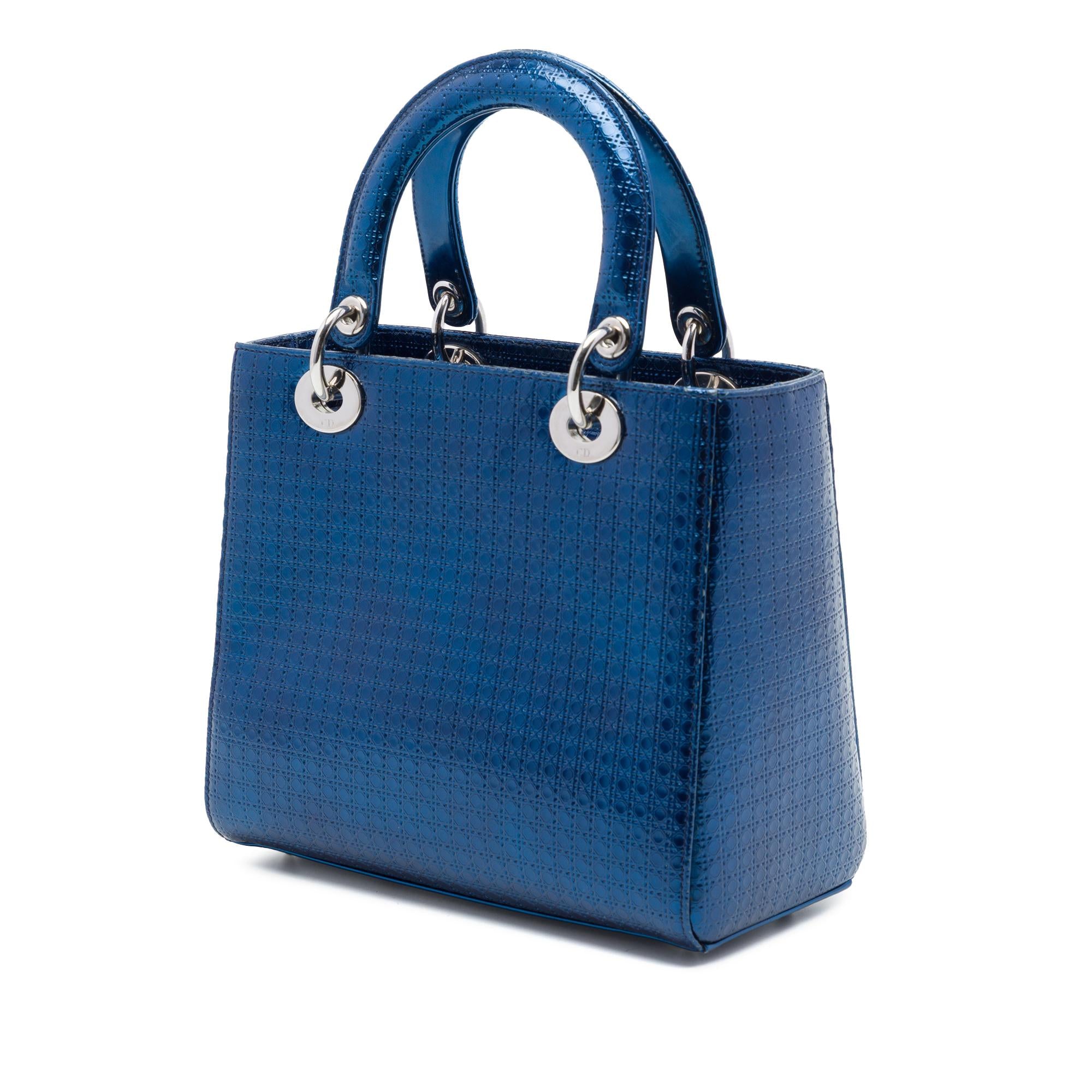 Dior Medium Metallic Patent Microcannage Lady Dior