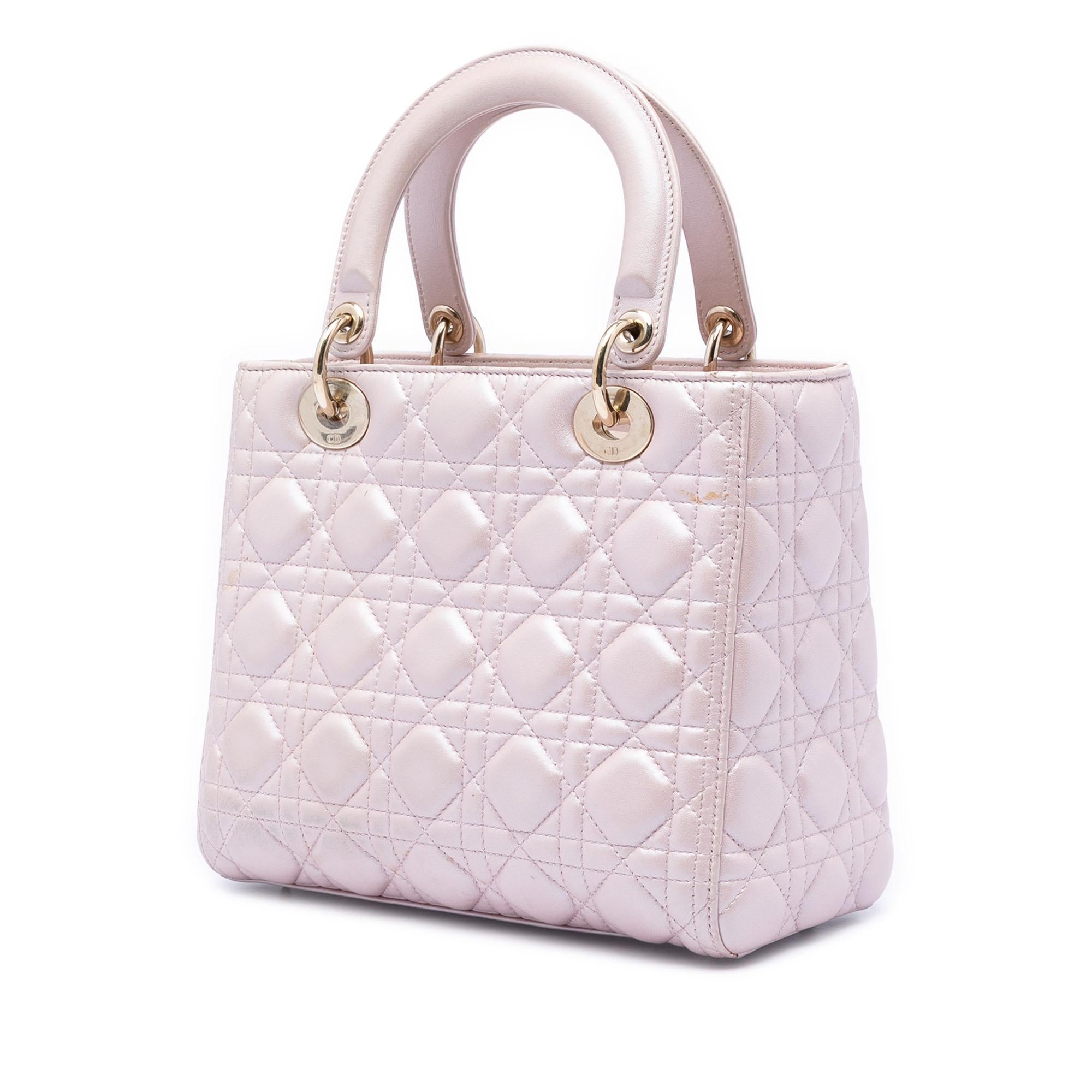 Dior Medium Pearlescent Lambskin Cannage Lady Dior