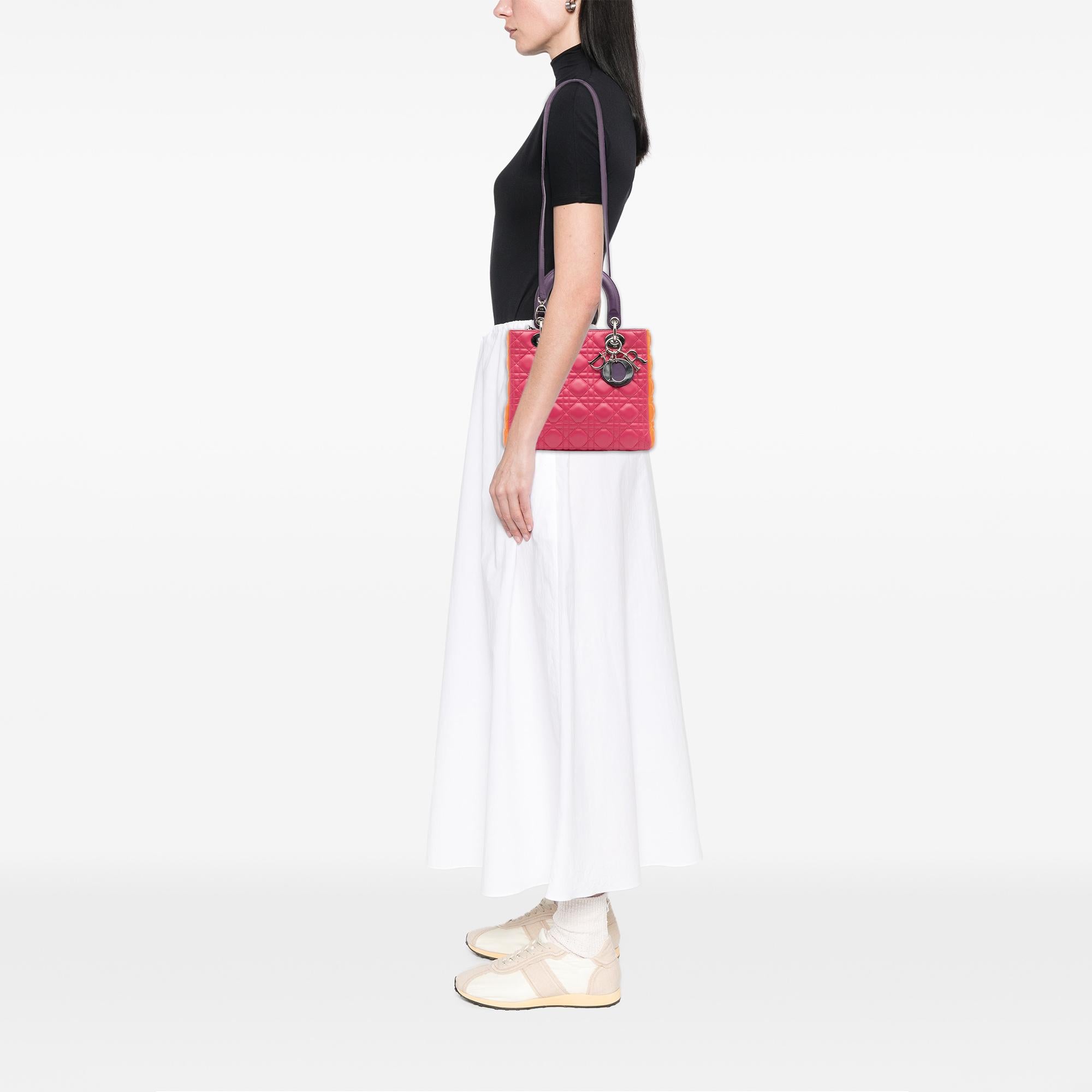 Dior Medium Tricolor Lambskin Cannage Lady Dior