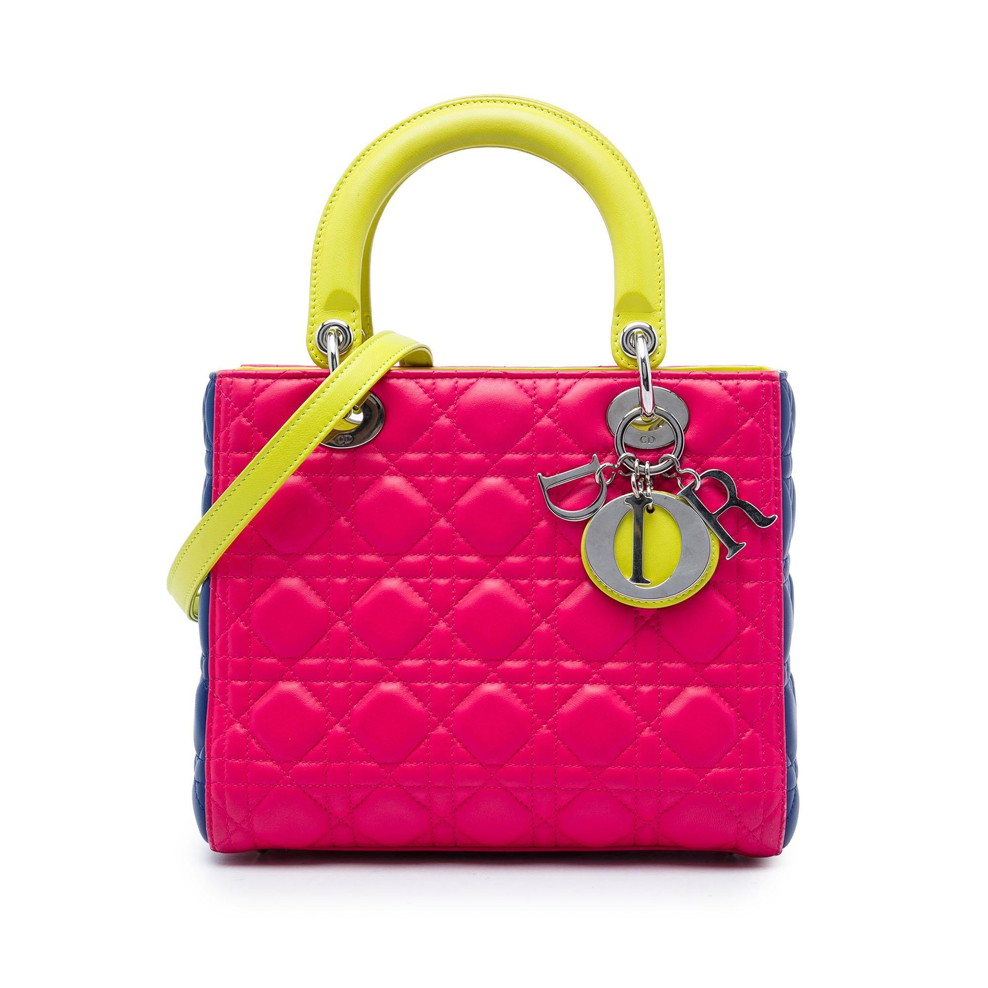 Dior Medium Tricolor Lambskin Cannage Lady Dior